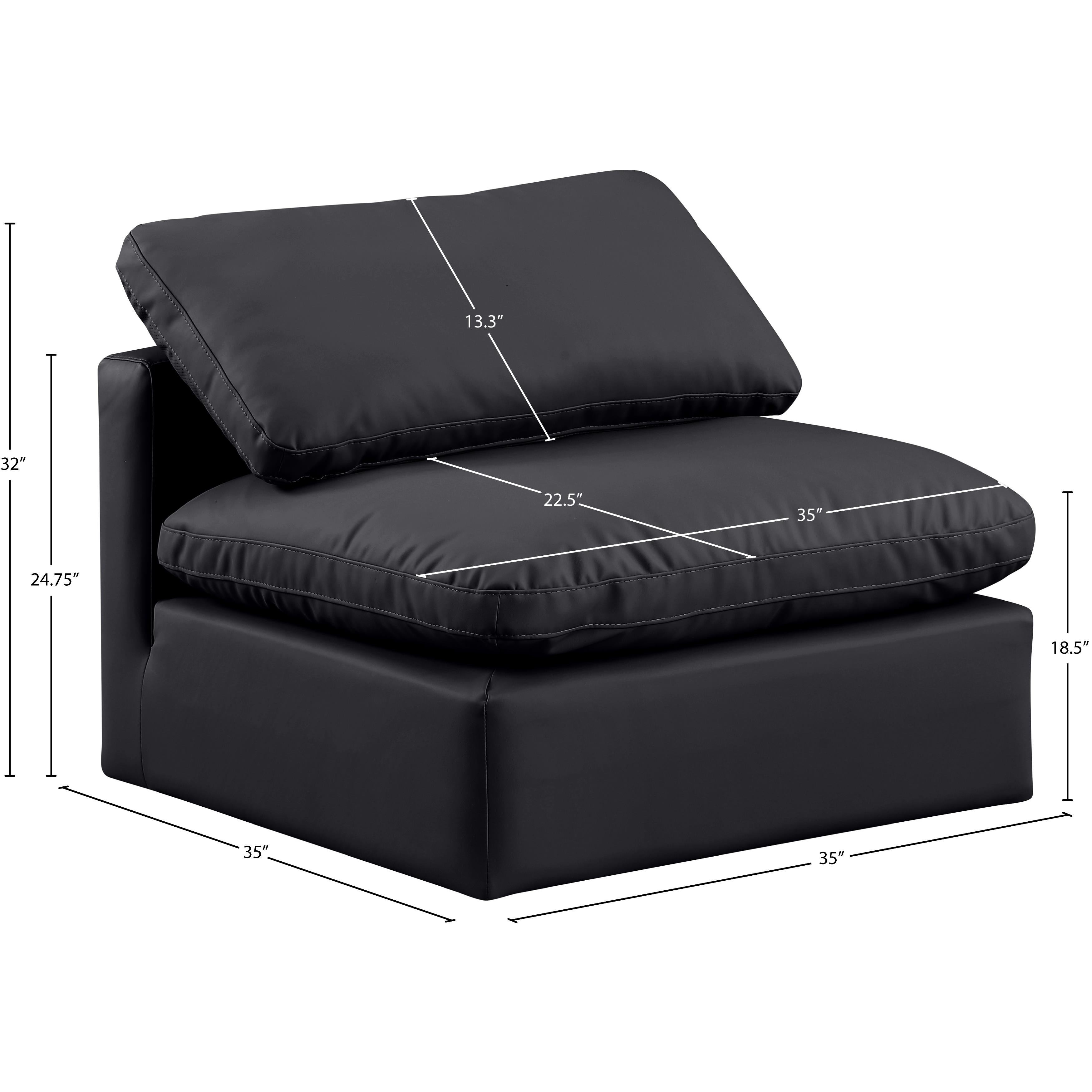 Meridian Indulge Black Vegan Leather Armless Chair