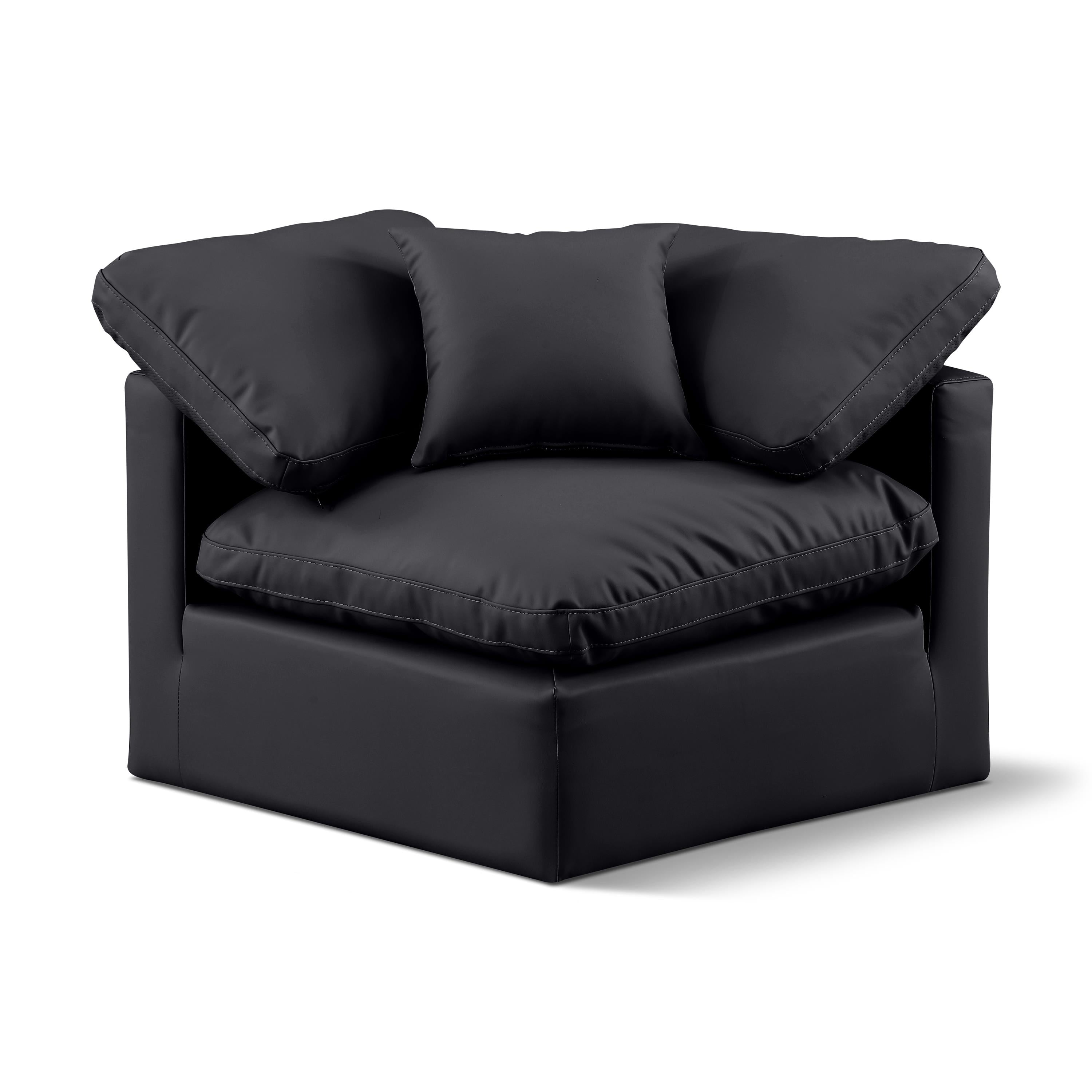 Meridian Indulge Black Vegan Leather Corner Chair