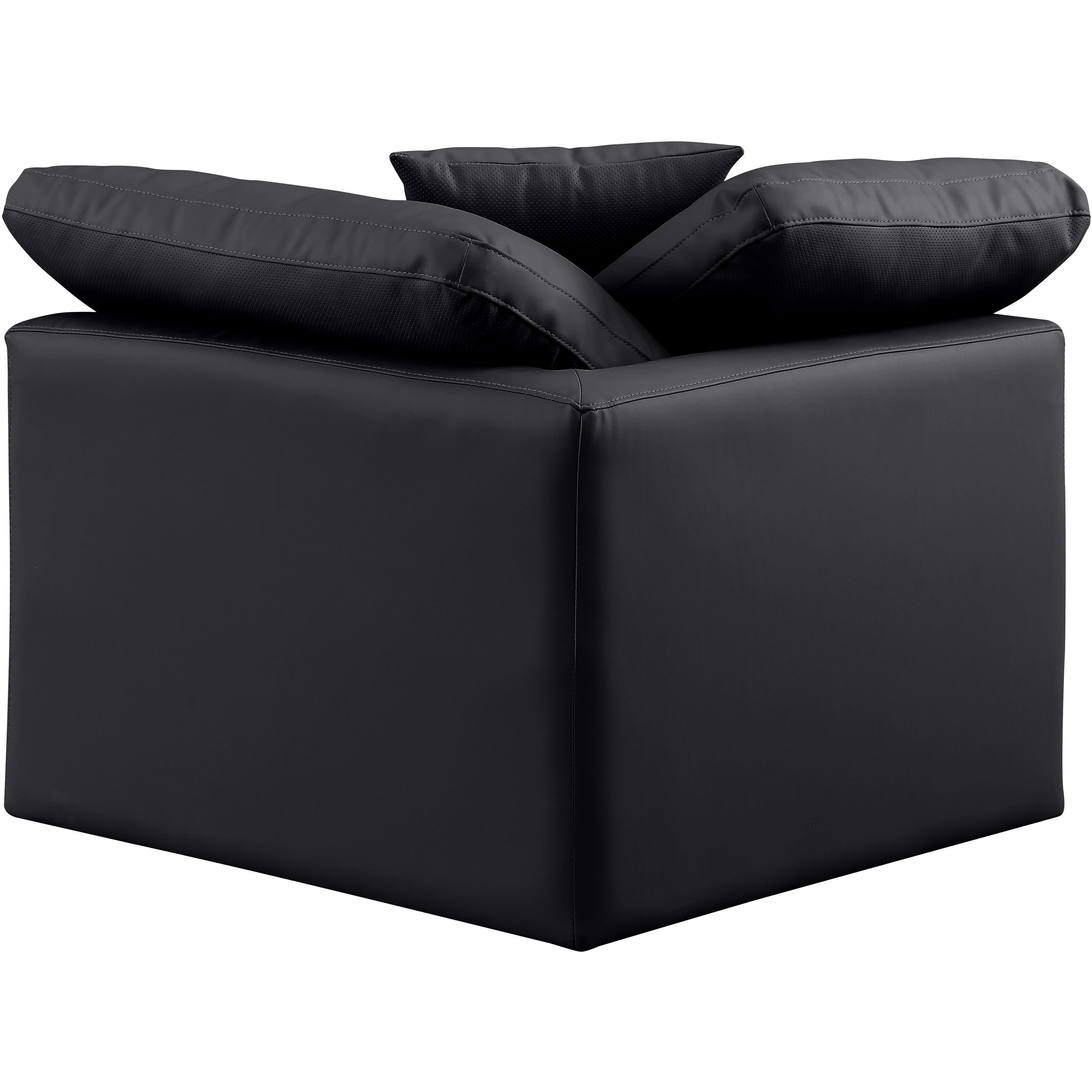 Meridian Indulge Black Vegan Leather Corner Chair