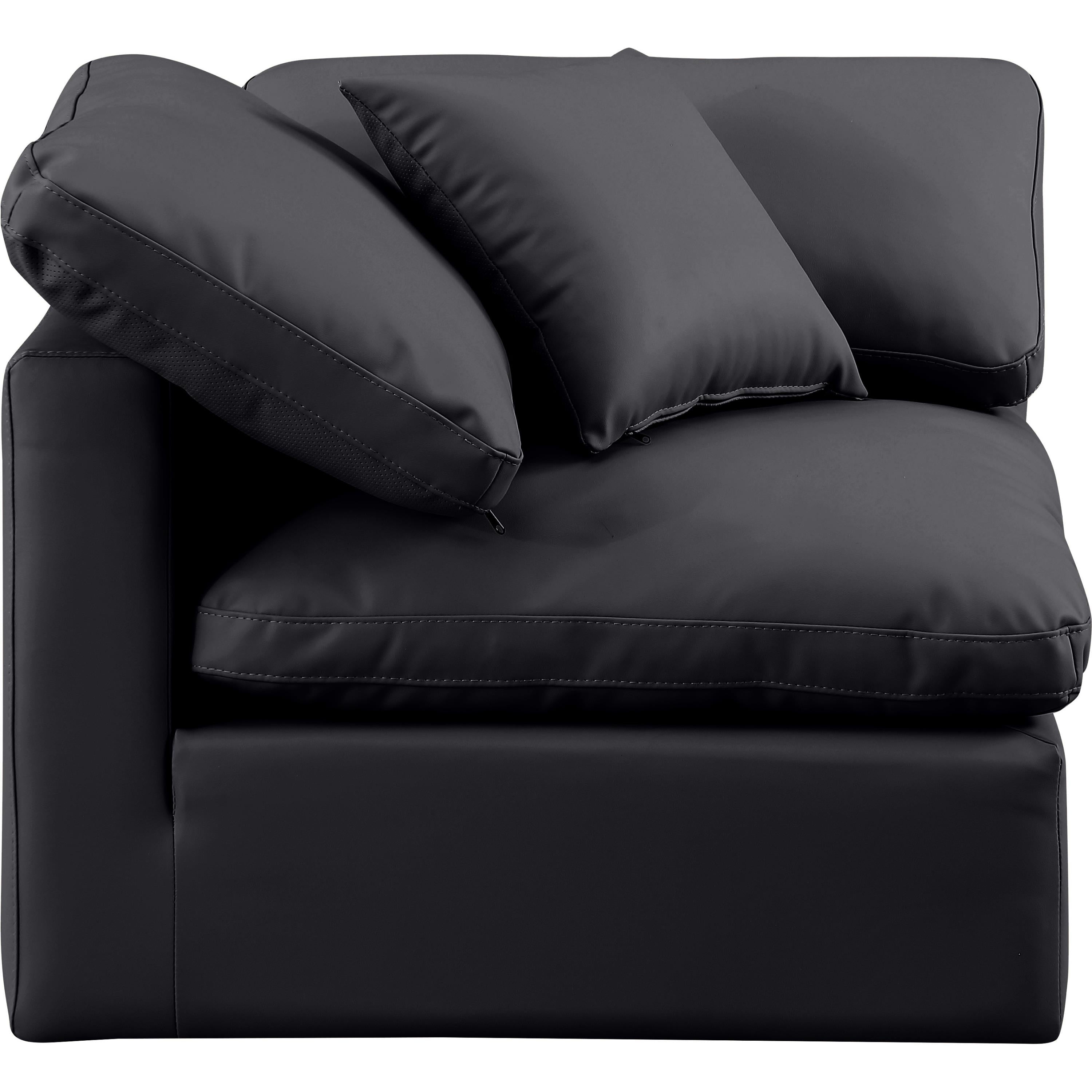 Meridian Indulge Black Vegan Leather Corner Chair