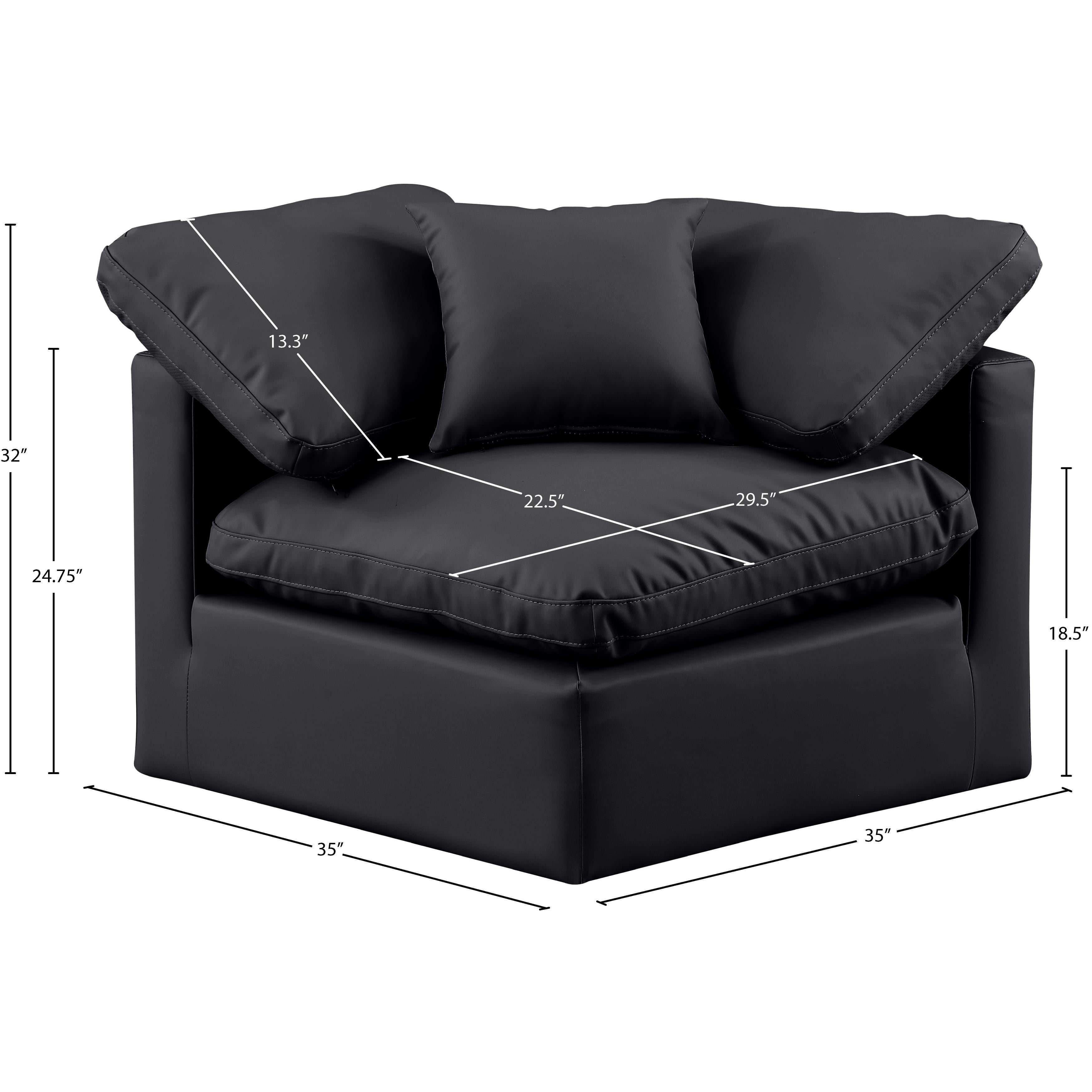 Meridian Indulge Black Vegan Leather Corner Chair