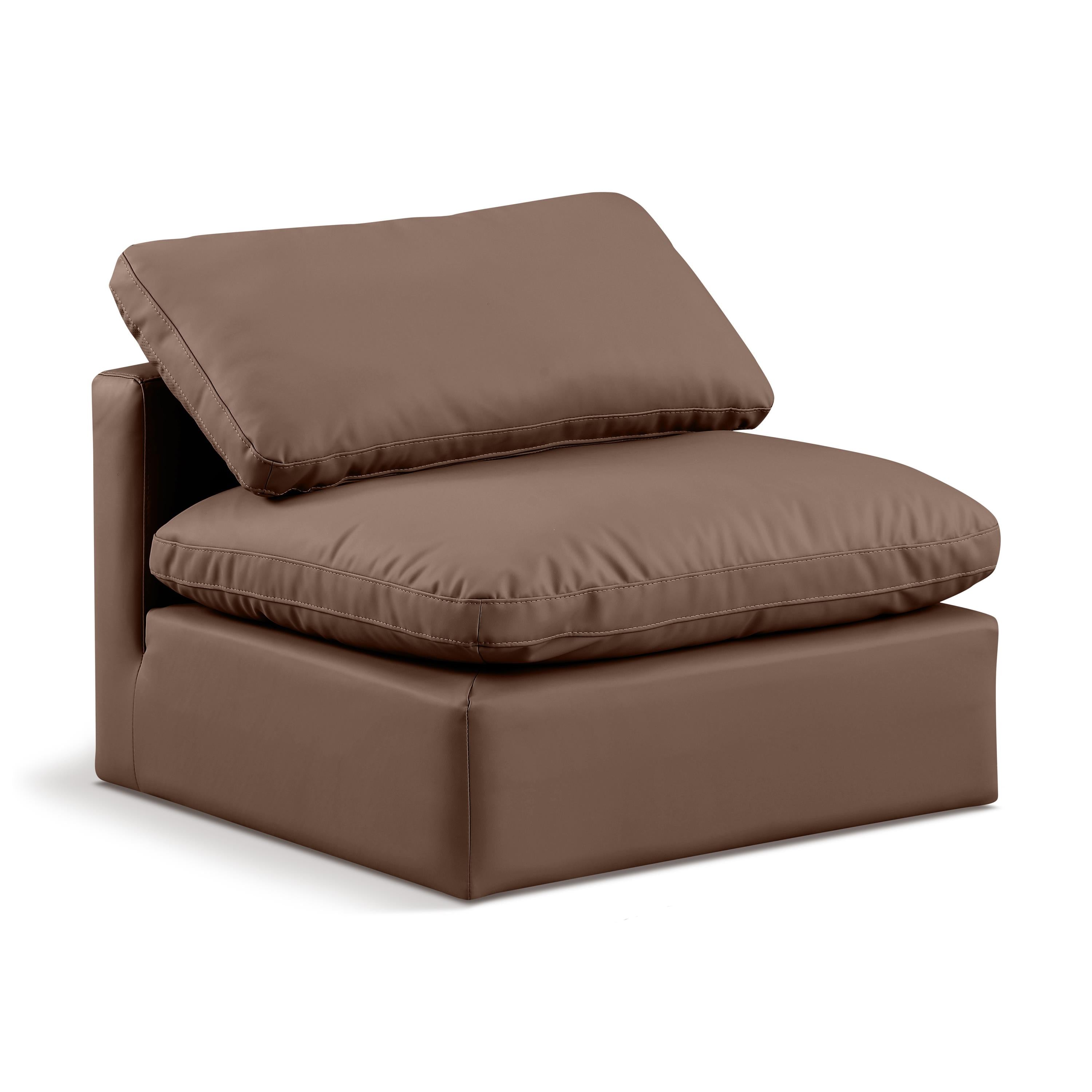 Meridian Indulge Brown Vegan Leather Armless Chair