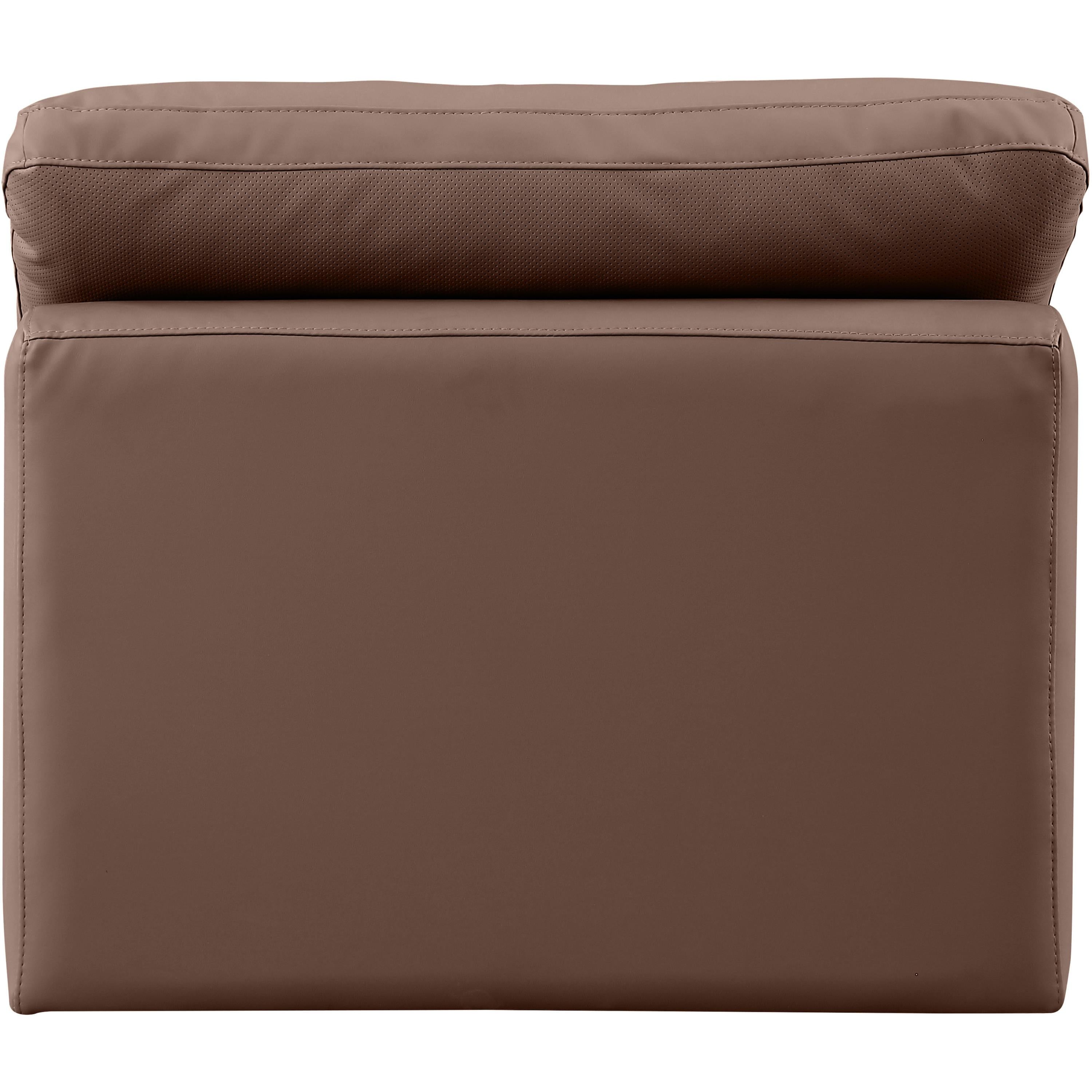 Meridian Indulge Brown Vegan Leather Armless Chair