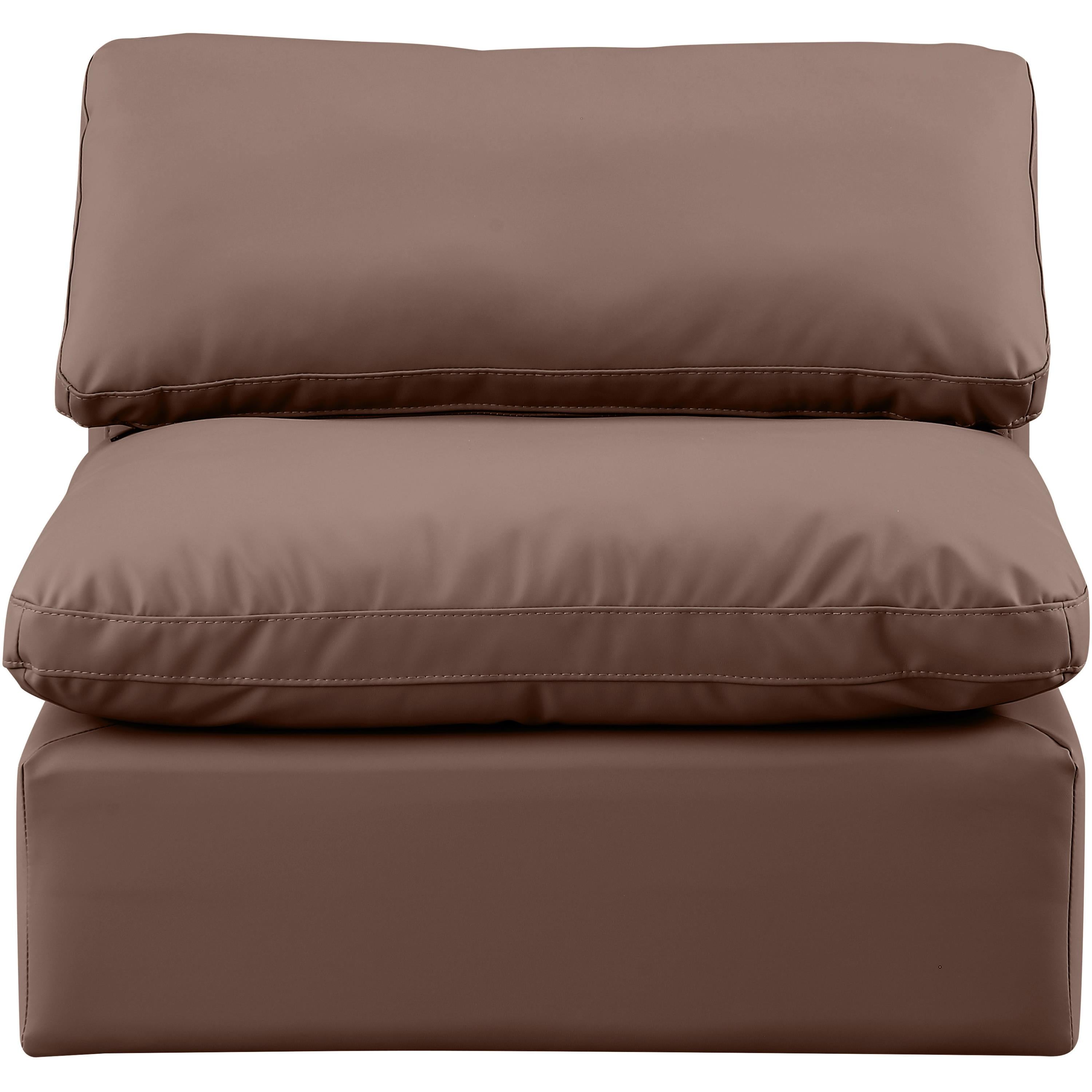 Meridian Indulge Brown Vegan Leather Armless Chair