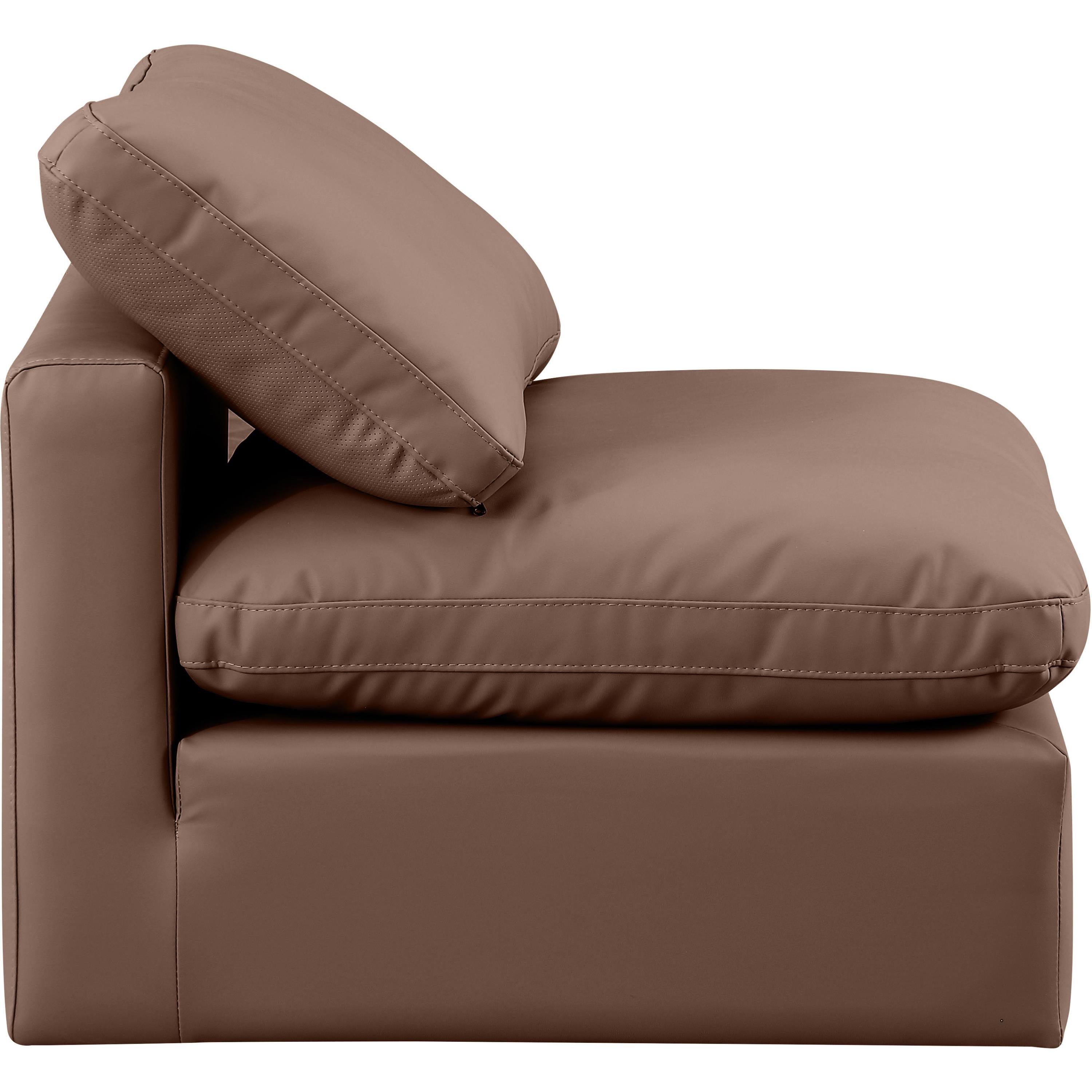 Meridian Indulge Brown Vegan Leather Armless Chair