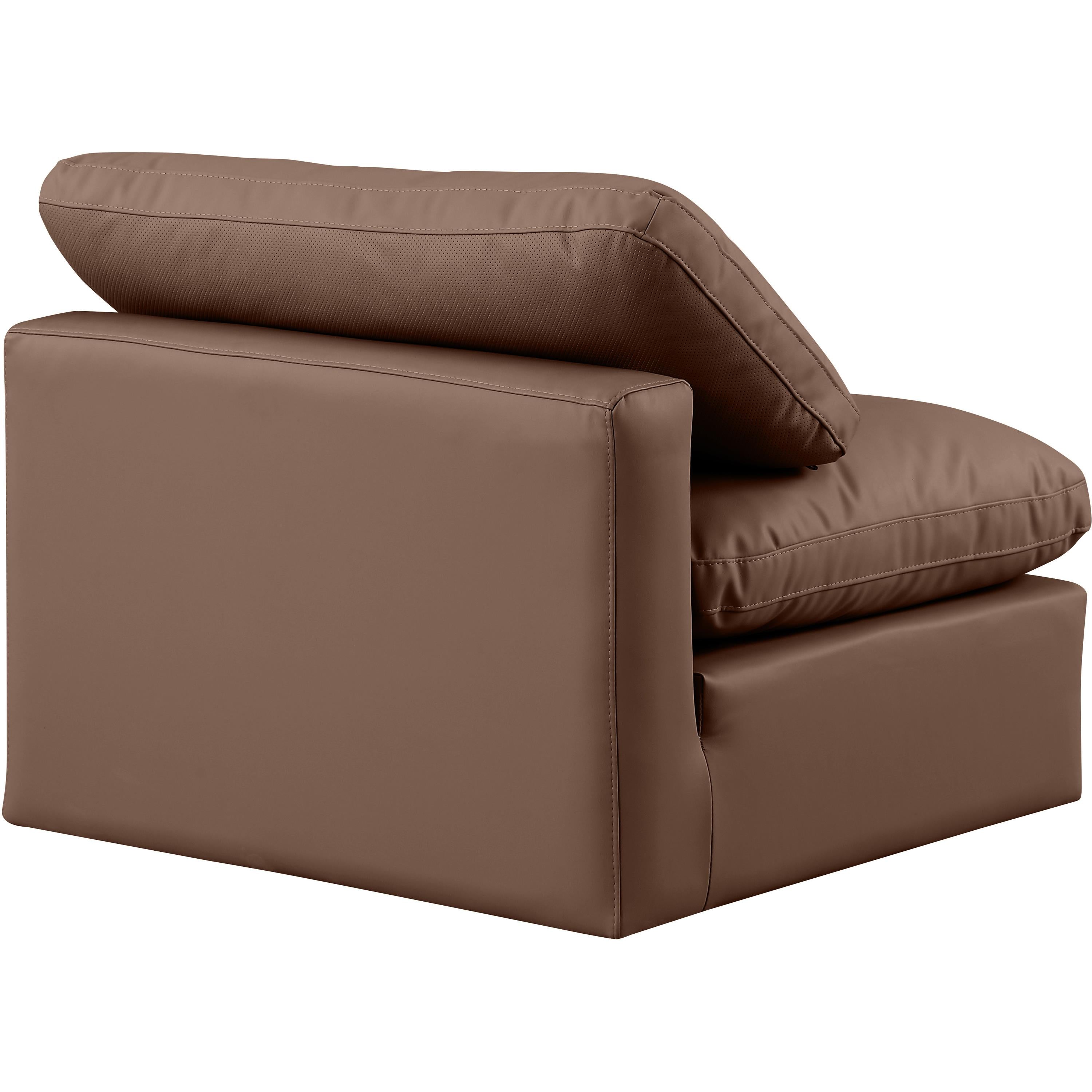 Meridian Indulge Brown Vegan Leather Armless Chair