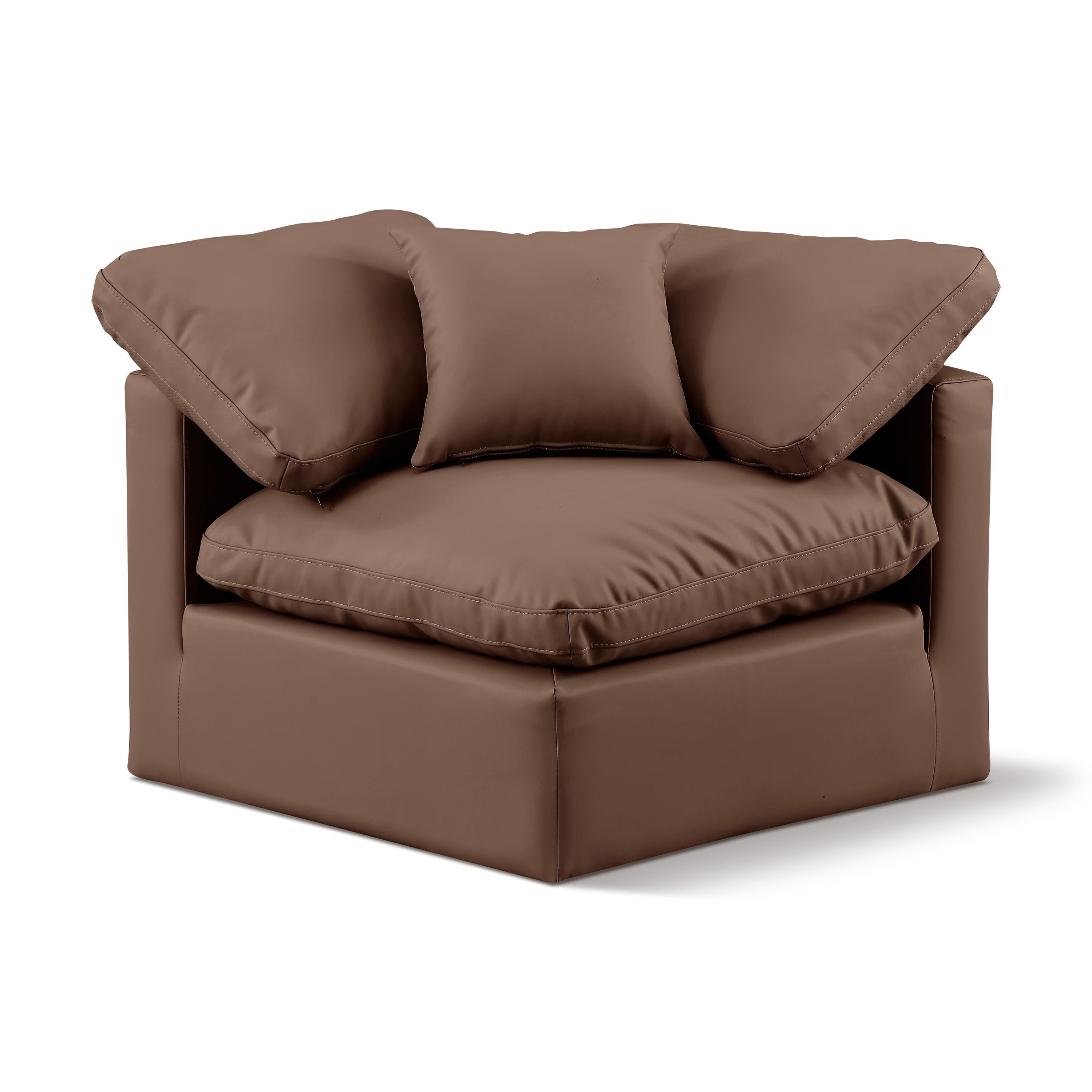 Meridian Indulge Brown Vegan Leather Corner Chair