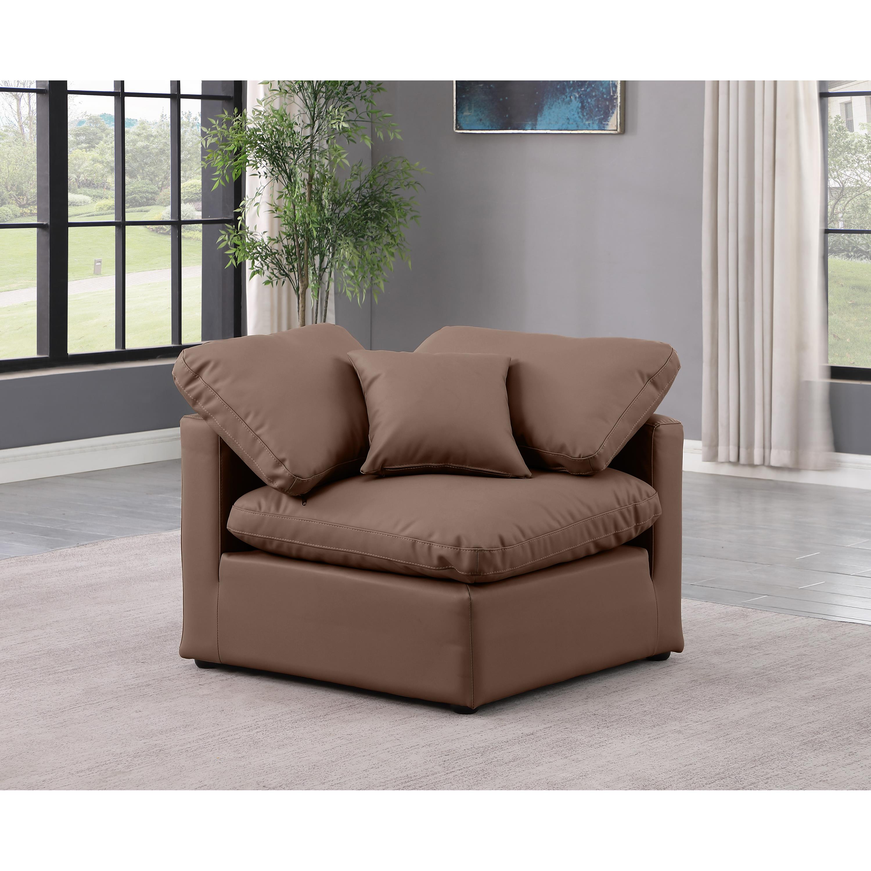 Meridian Indulge Brown Vegan Leather Corner Chair