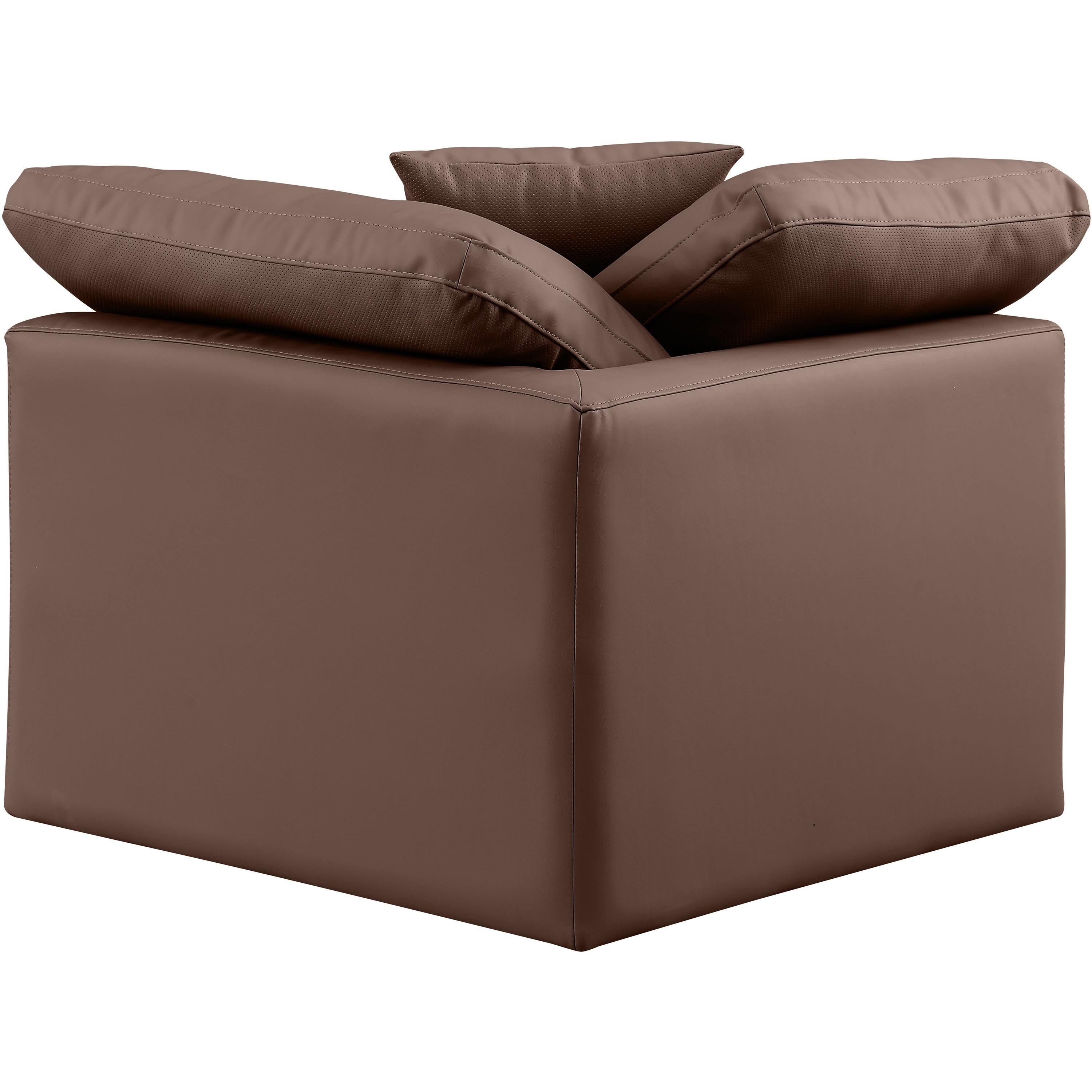 Meridian Indulge Brown Vegan Leather Corner Chair