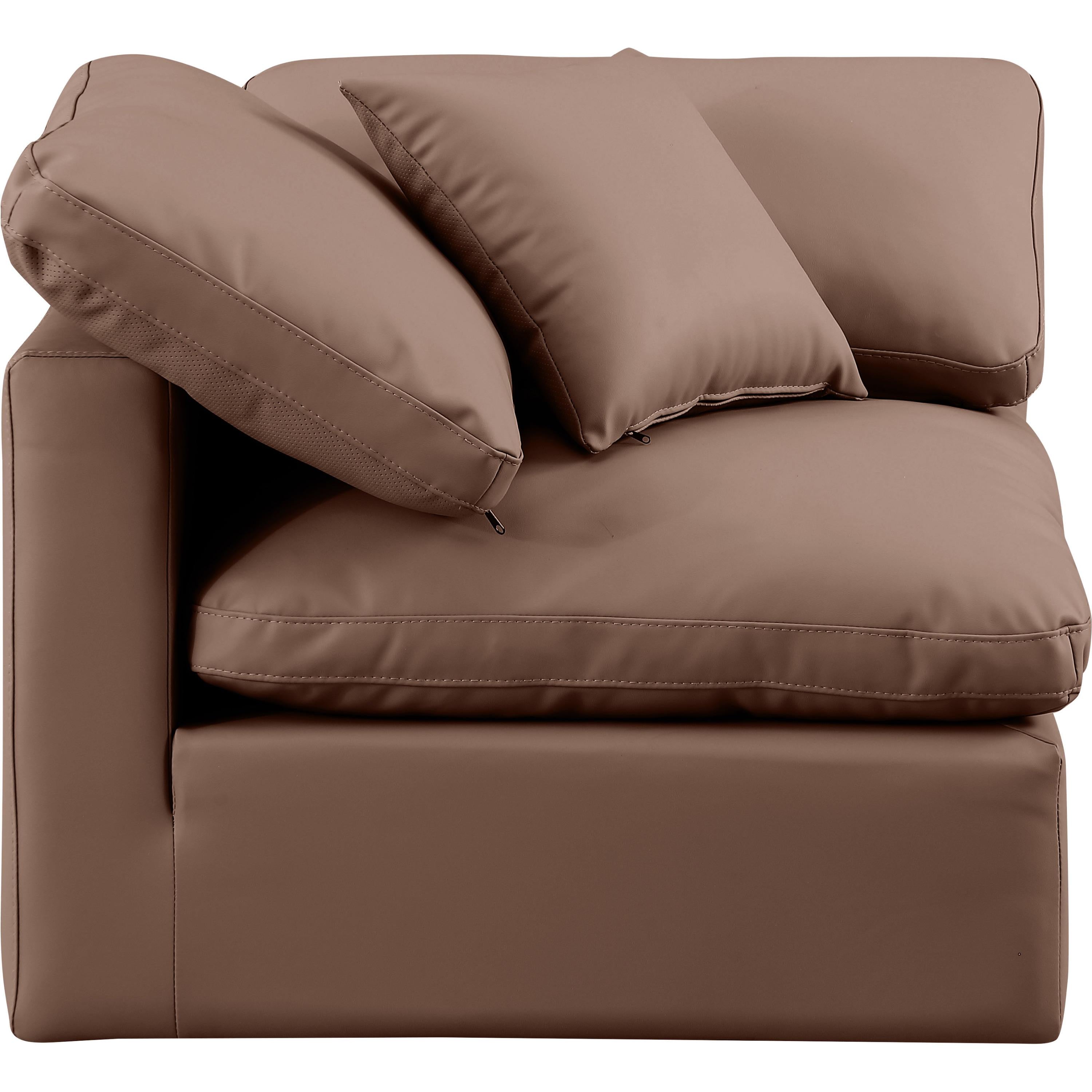 Meridian Indulge Brown Vegan Leather Corner Chair