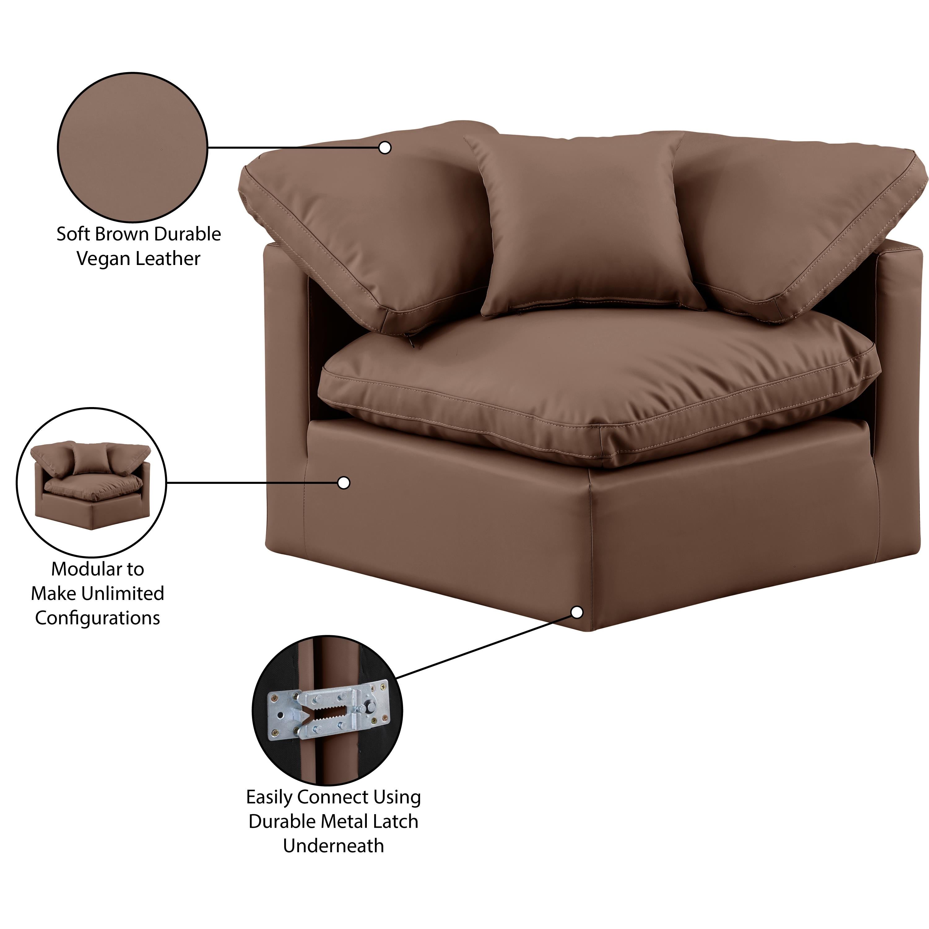Meridian Indulge Brown Vegan Leather Corner Chair