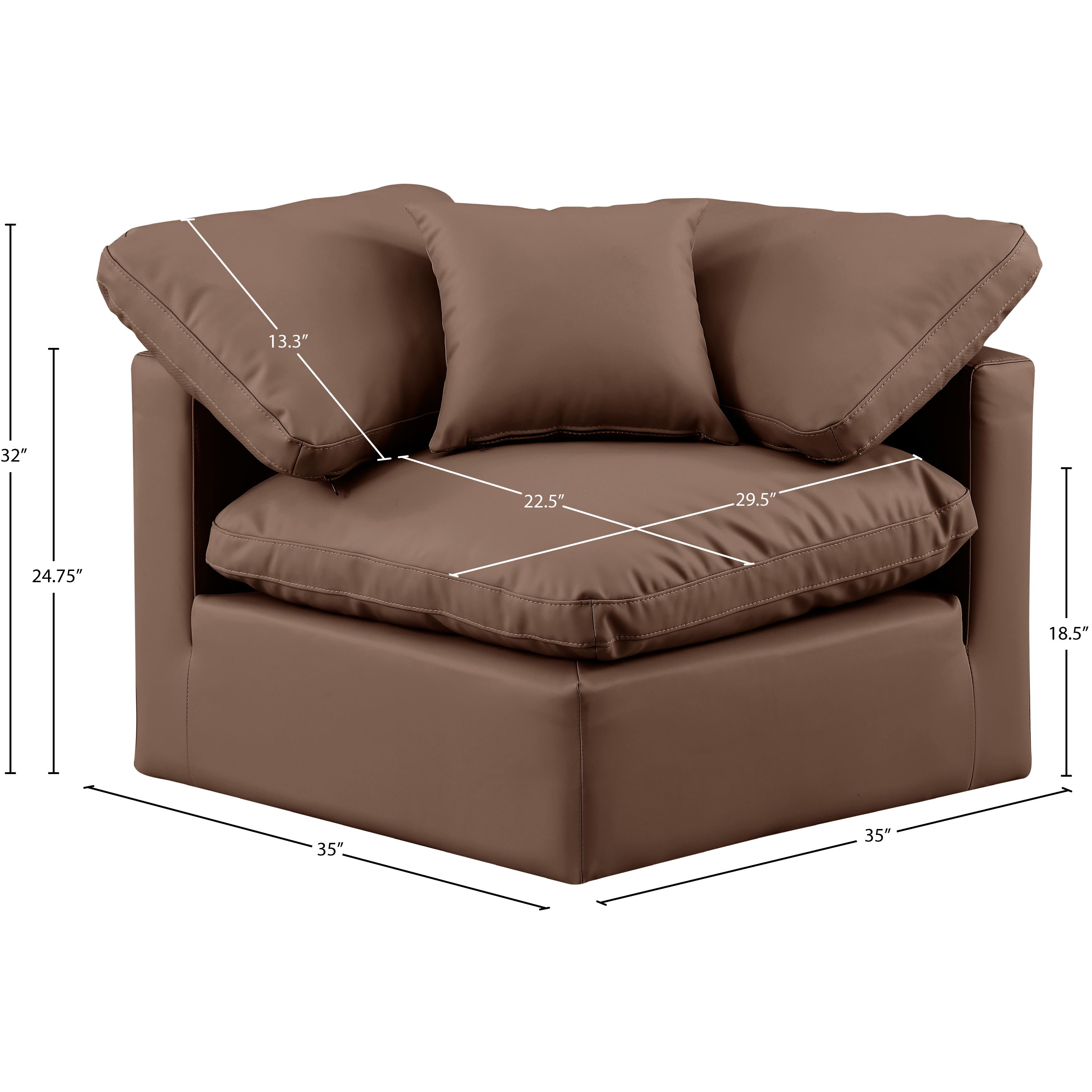 Meridian Indulge Brown Vegan Leather Corner Chair
