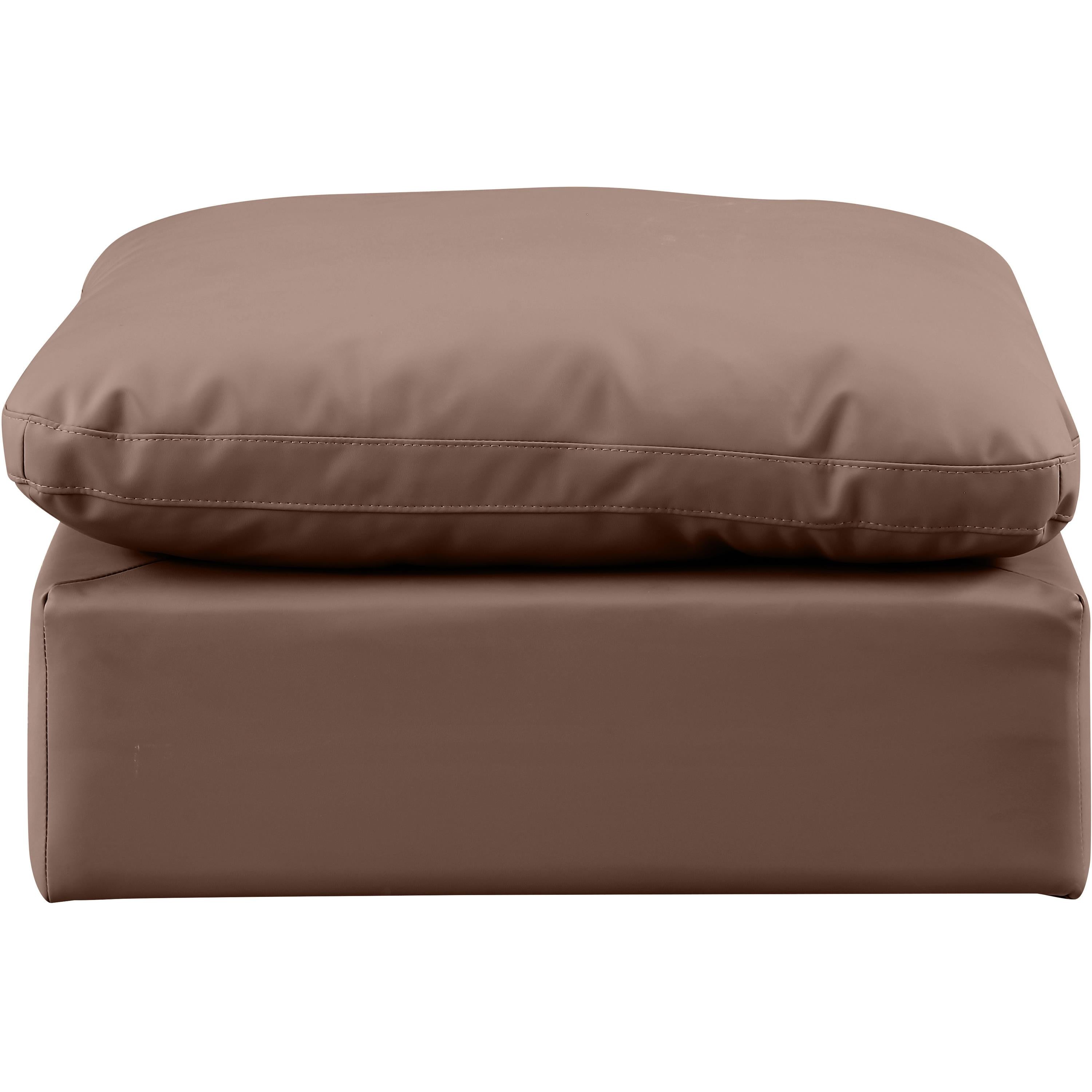 Meridian Indulge Brown Vegan Leather Ottoman