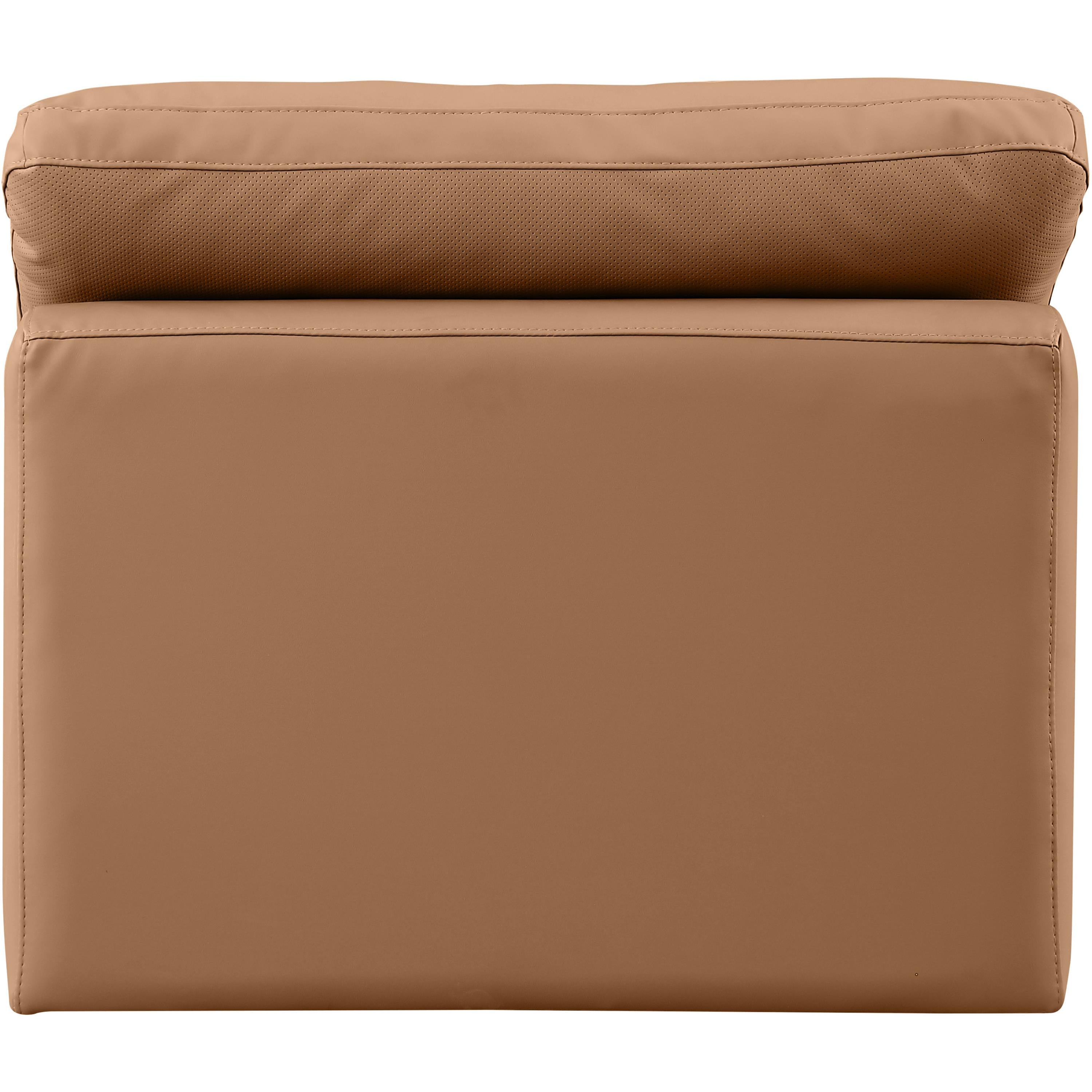 Meridian Indulge Cognac Vegan Leather Armless Chair