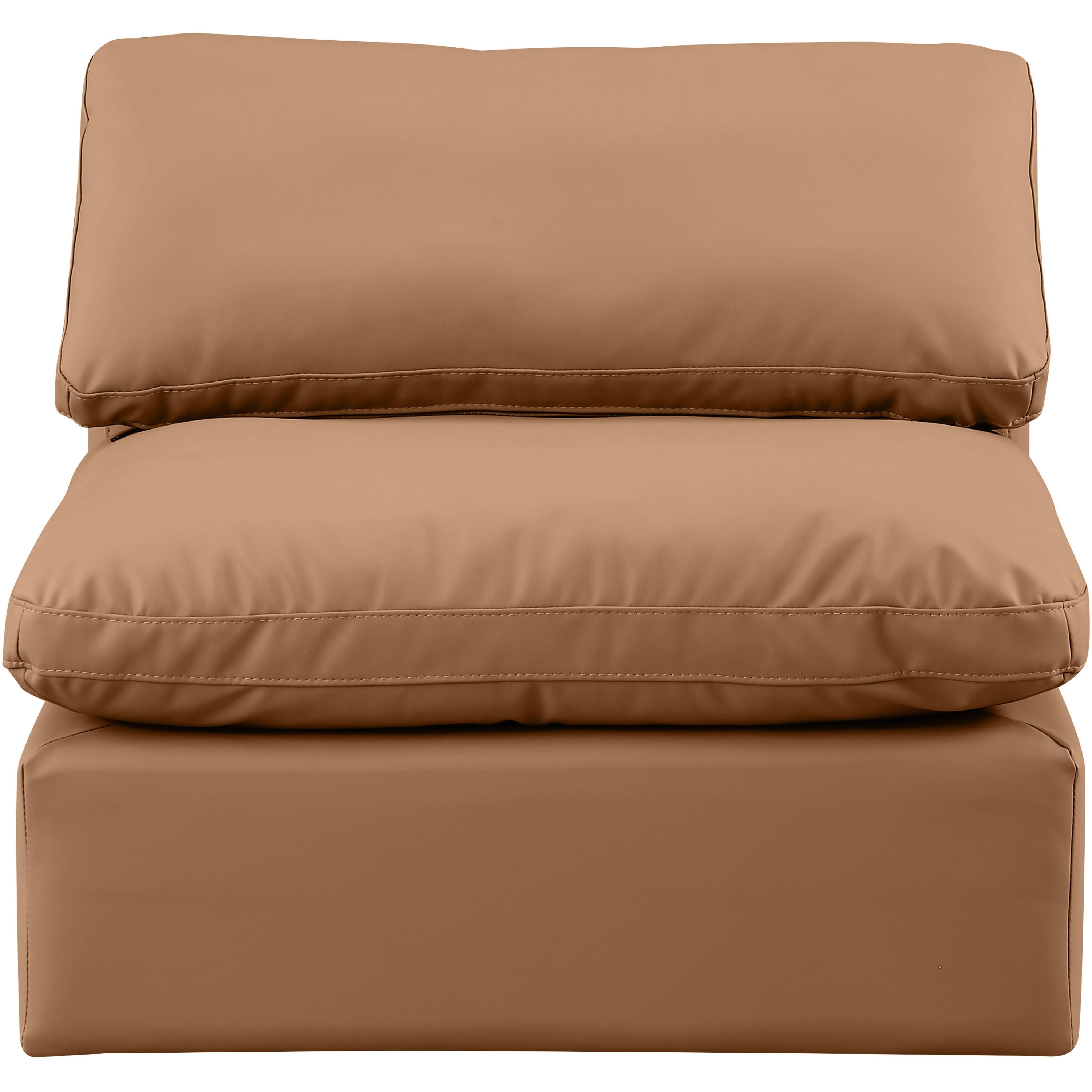 Meridian Indulge Cognac Vegan Leather Armless Chair
