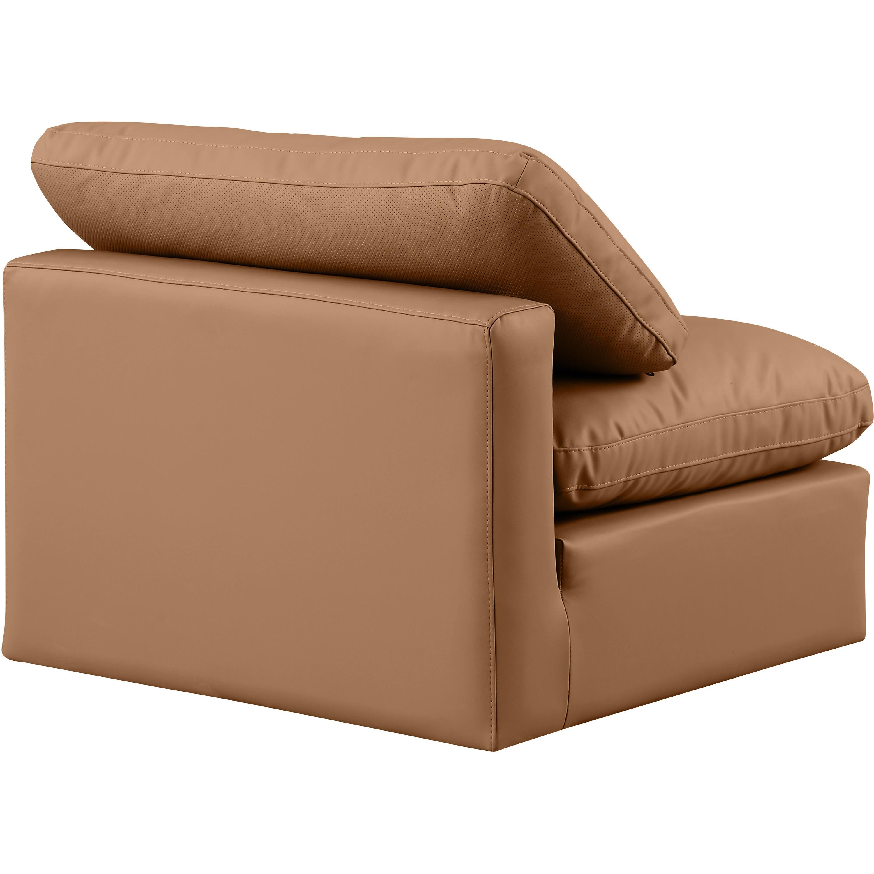 Meridian Indulge Cognac Vegan Leather Armless Chair