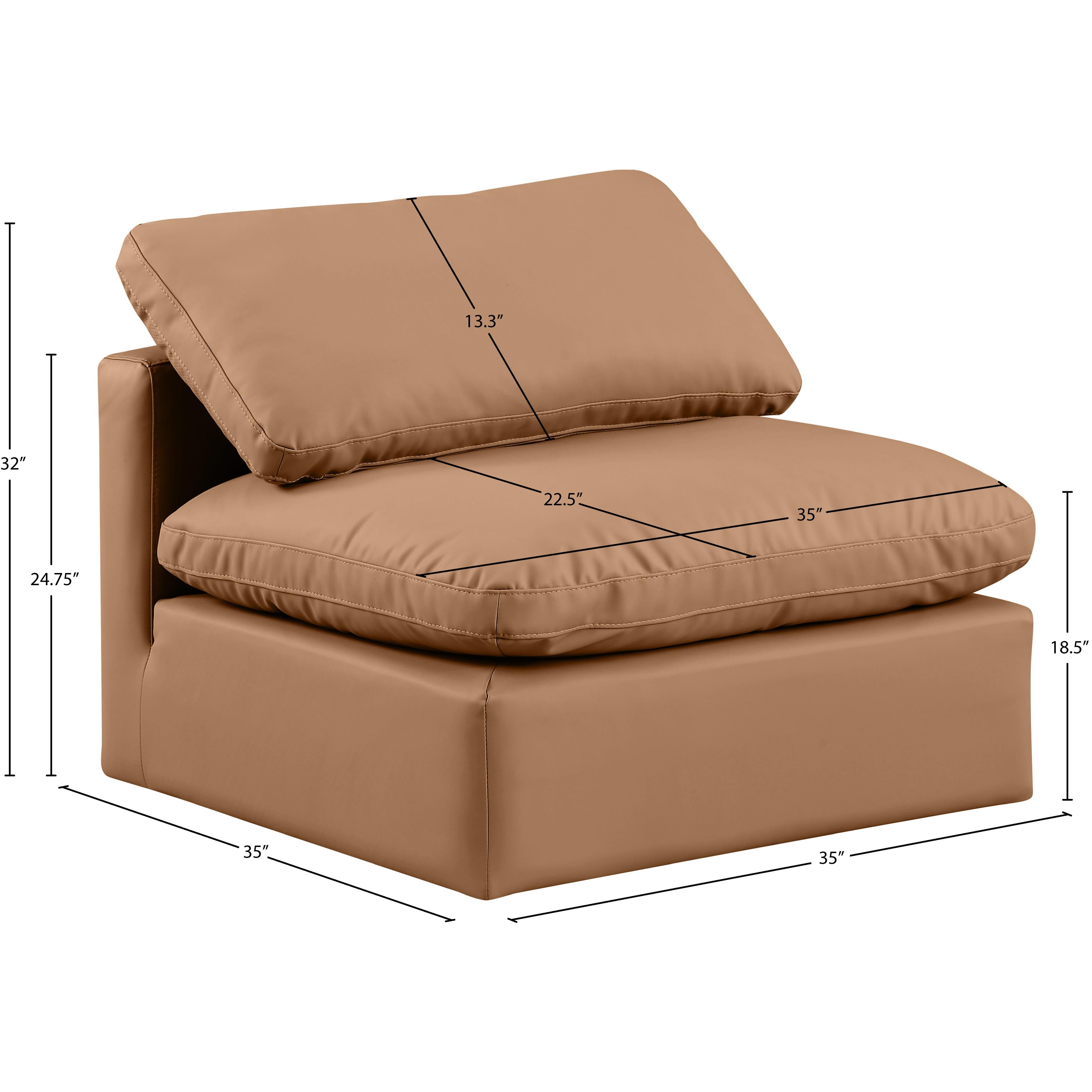 Meridian Indulge Cognac Vegan Leather Armless Chair