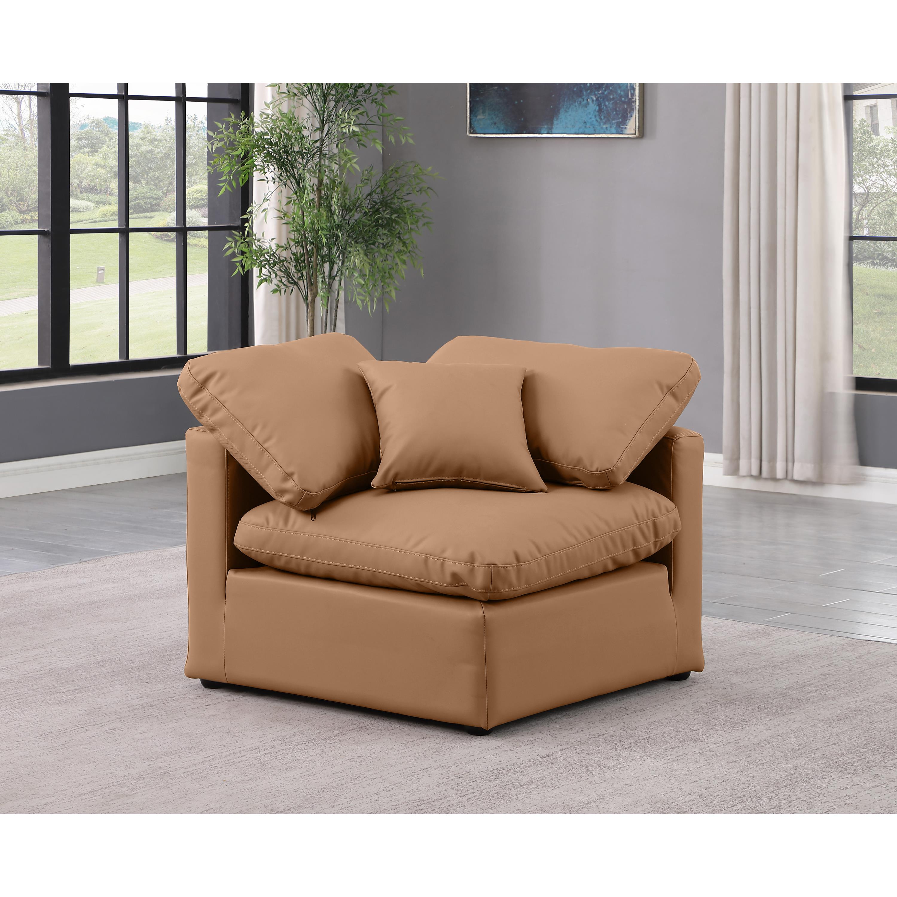 Meridian Indulge Cognac Vegan Leather Corner Chair