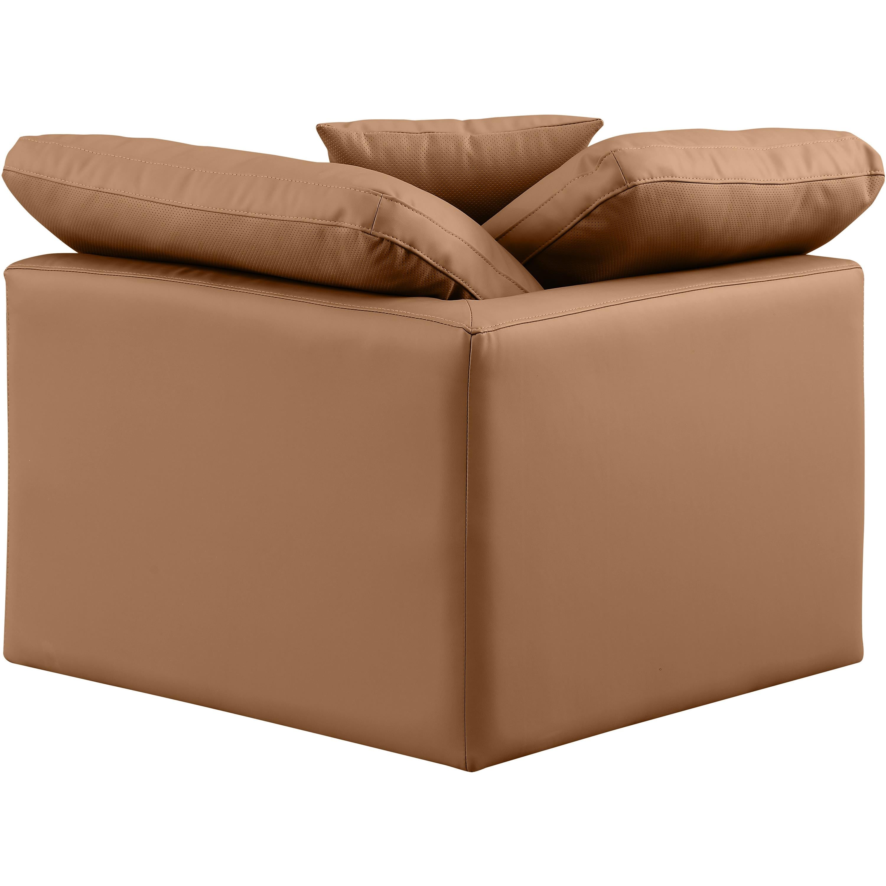 Meridian Indulge Cognac Vegan Leather Corner Chair