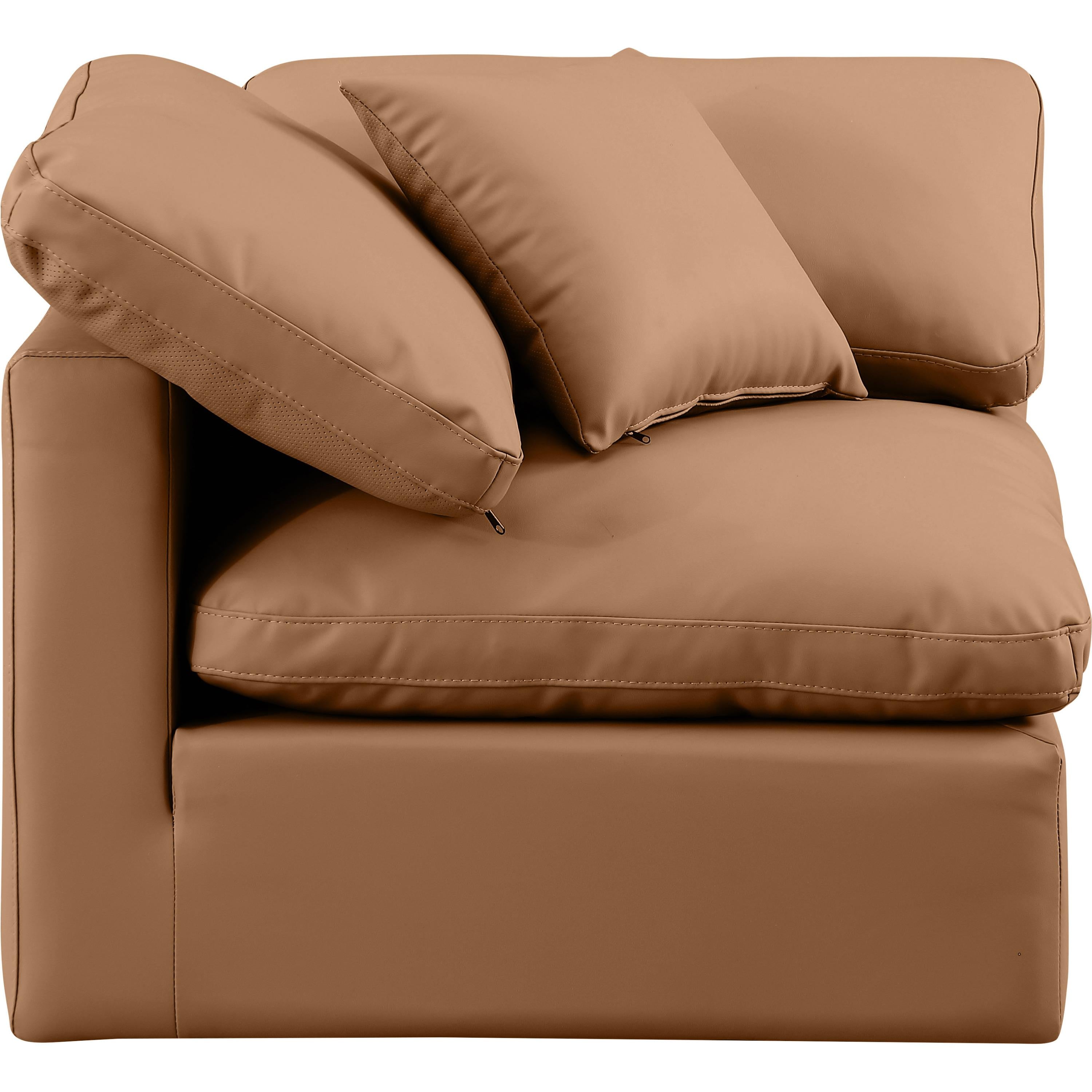 Meridian Indulge Cognac Vegan Leather Corner Chair