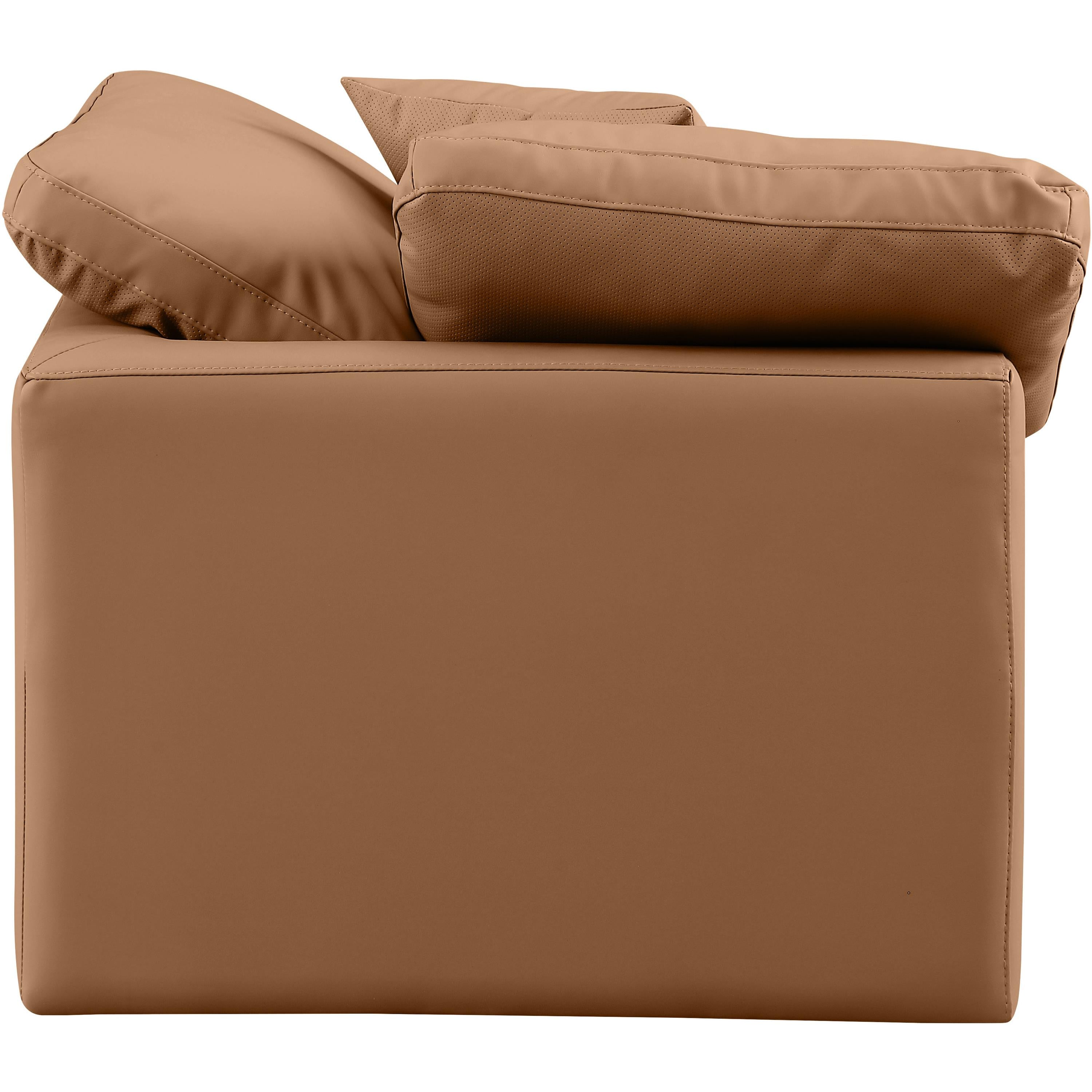 Meridian Indulge Cognac Vegan Leather Corner Chair
