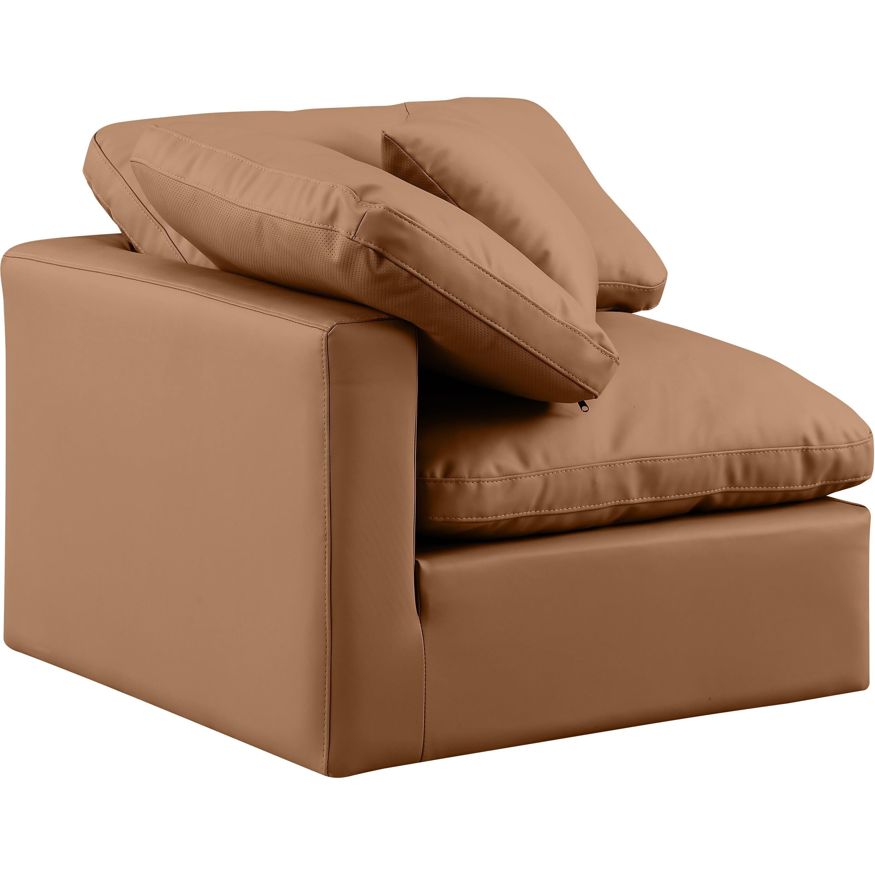 Meridian Indulge Cognac Vegan Leather Corner Chair