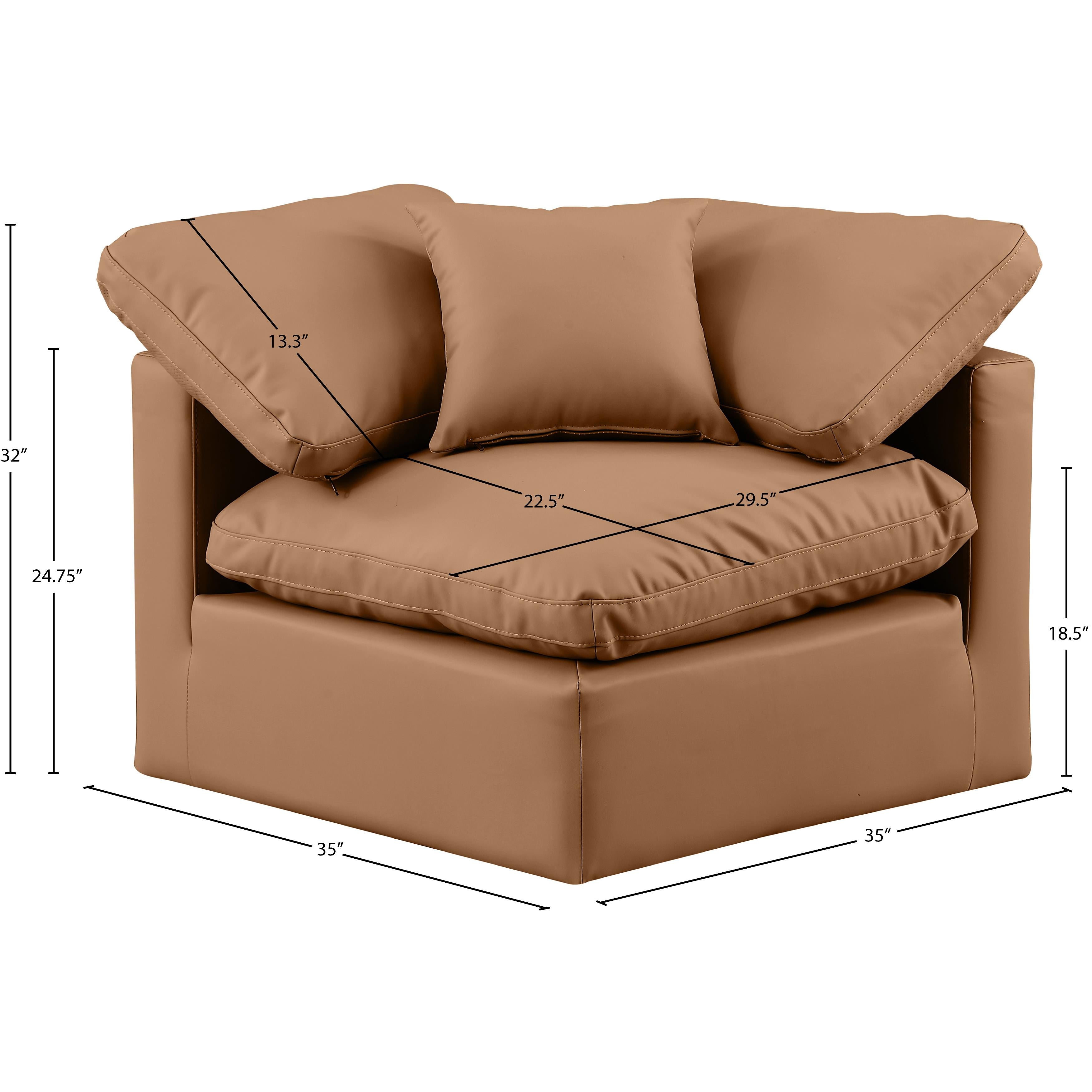 Meridian Indulge Cognac Vegan Leather Corner Chair