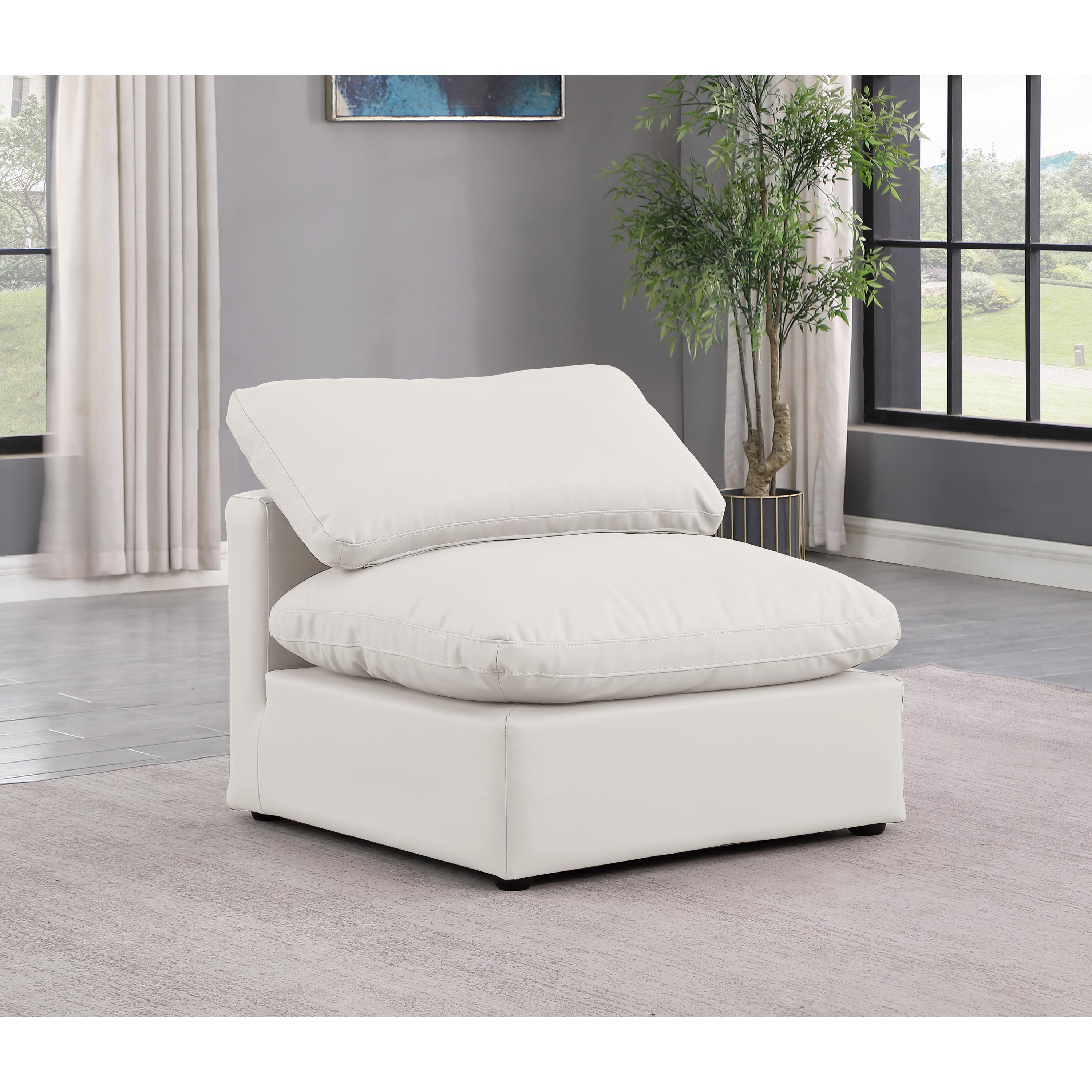 Meridian Indulge Cream Vegan Leather Armless Chair