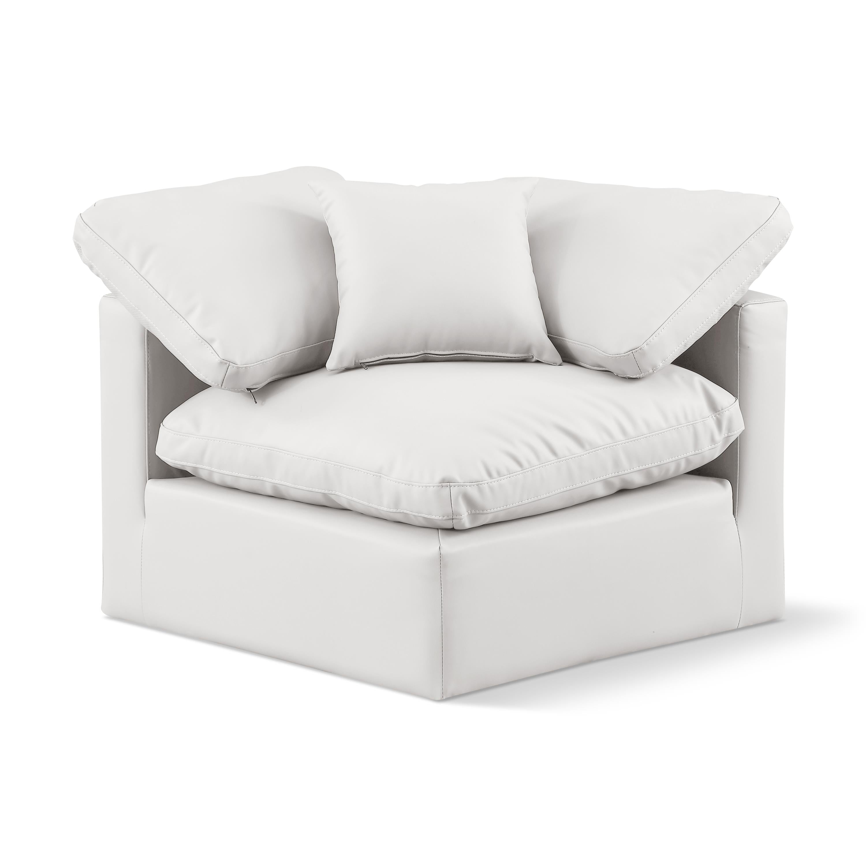 Meridian Indulge Cream Vegan Leather Corner Chair