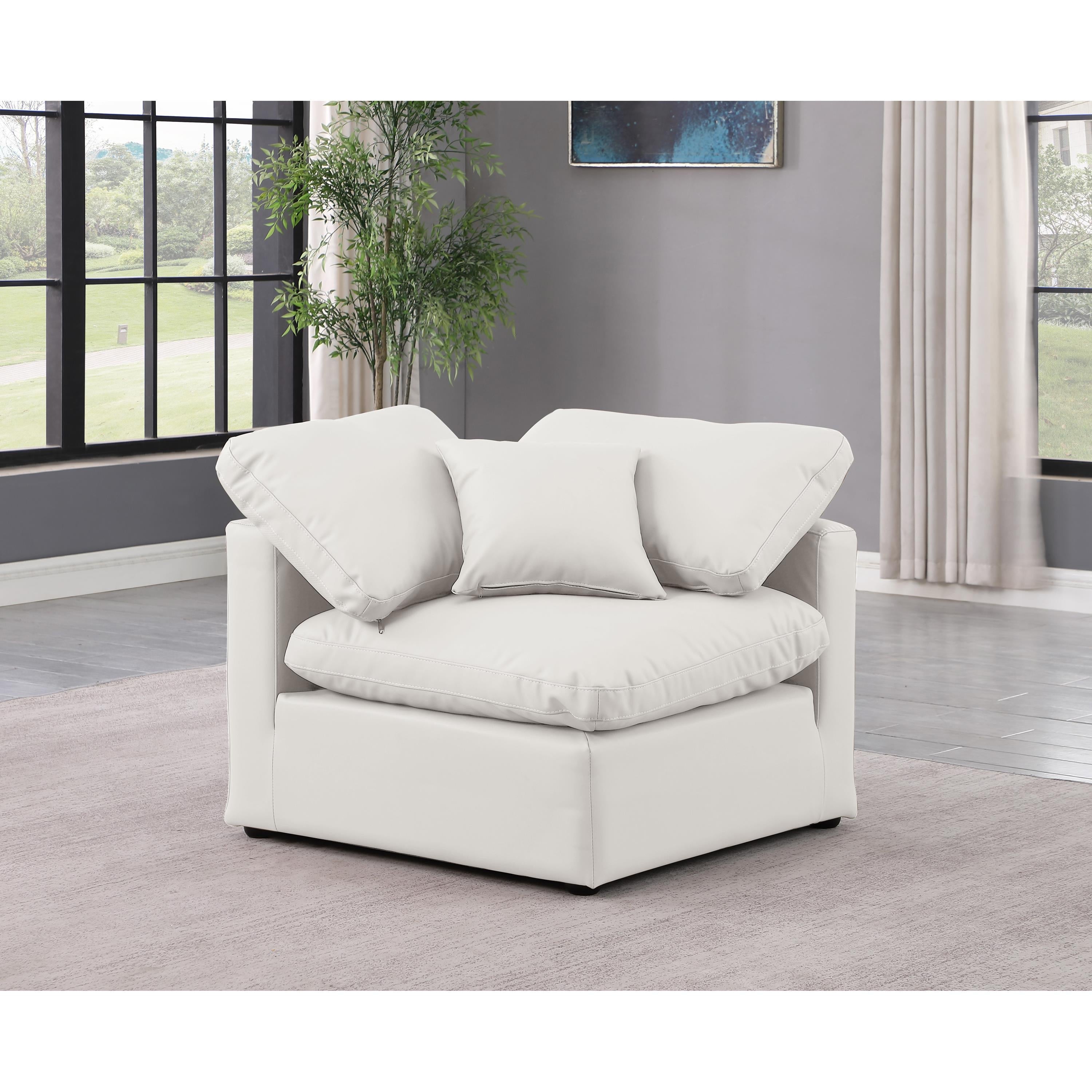 Meridian Indulge Cream Vegan Leather Corner Chair
