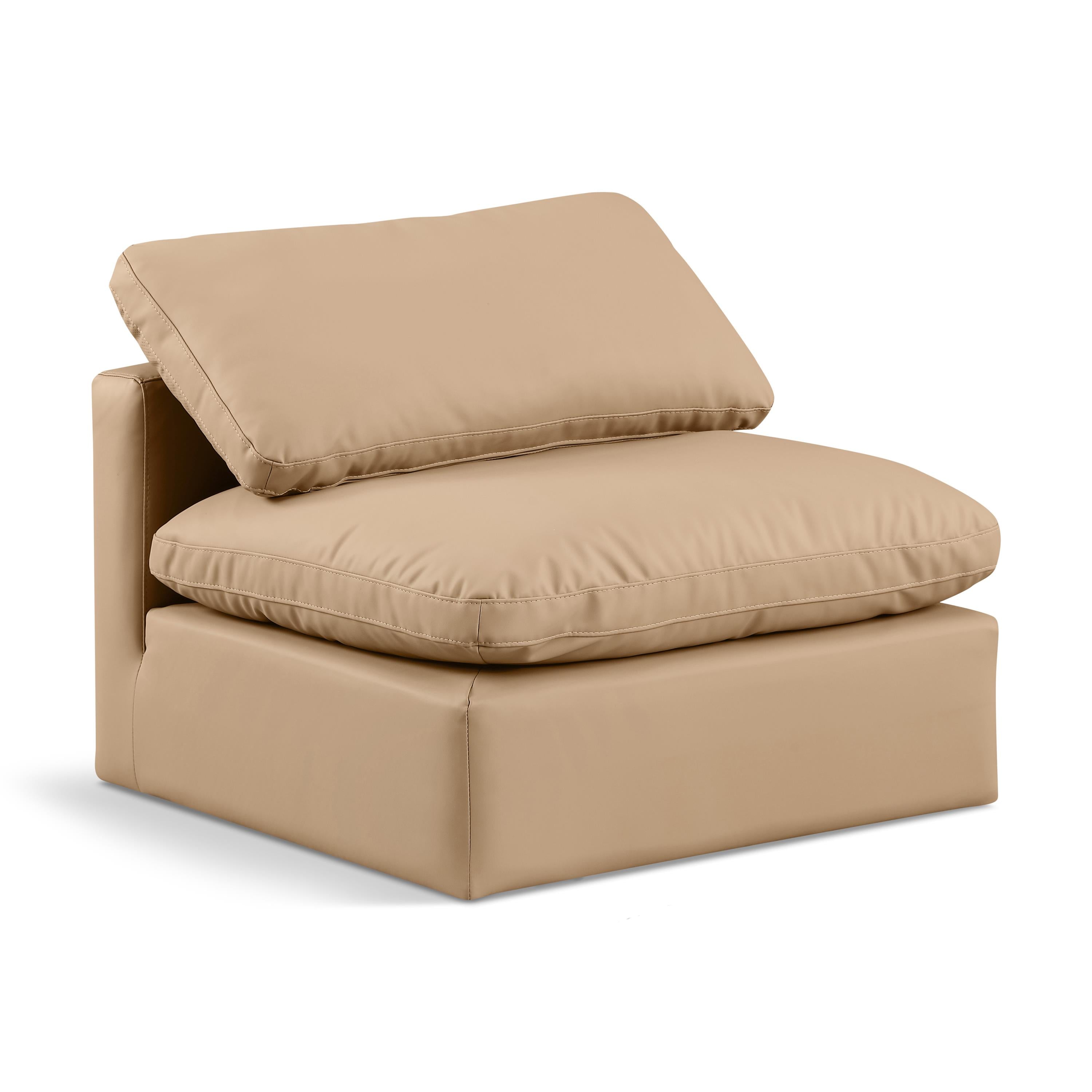 Meridian Indulge Tan Vegan Leather Armless Chair