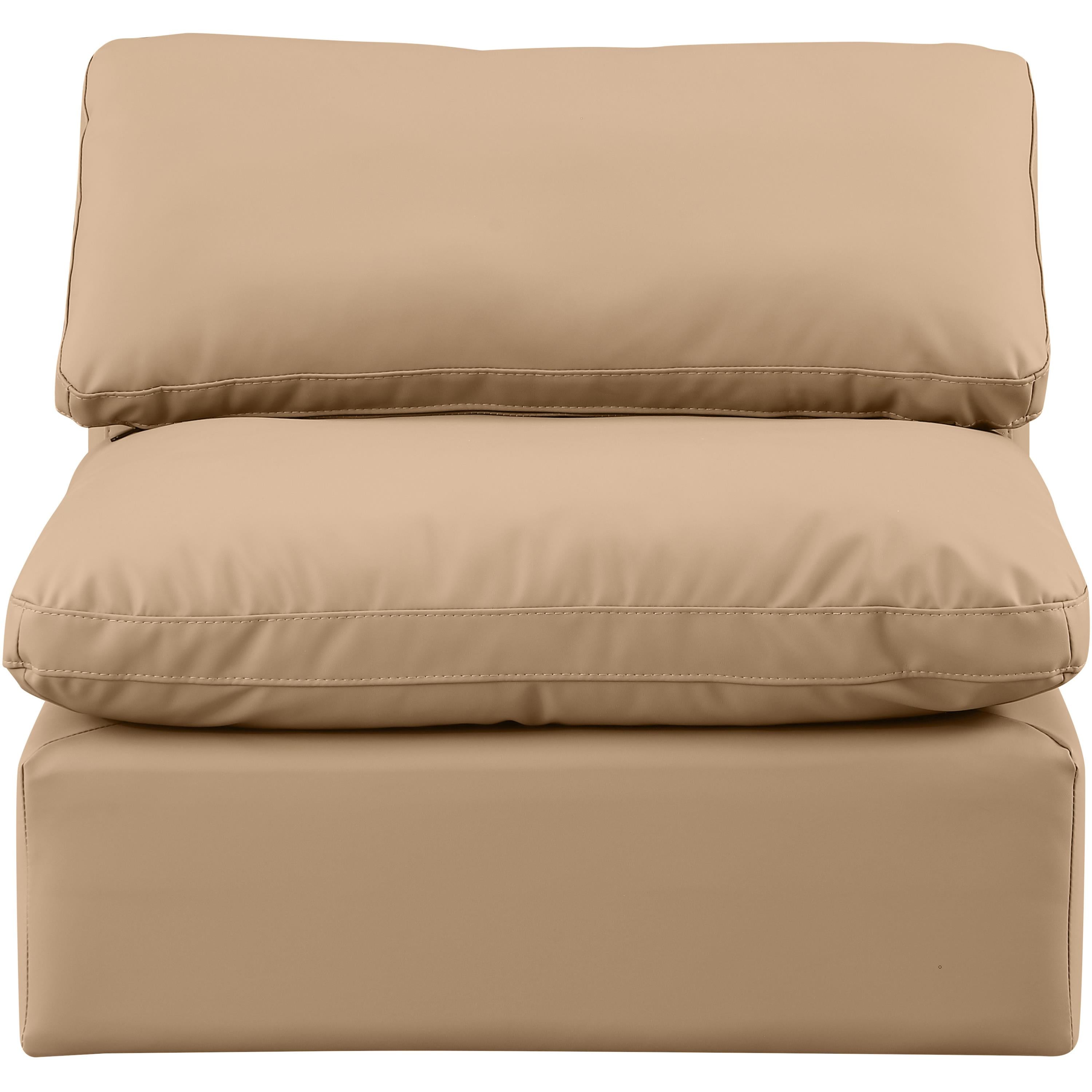 Meridian Indulge Tan Vegan Leather Armless Chair