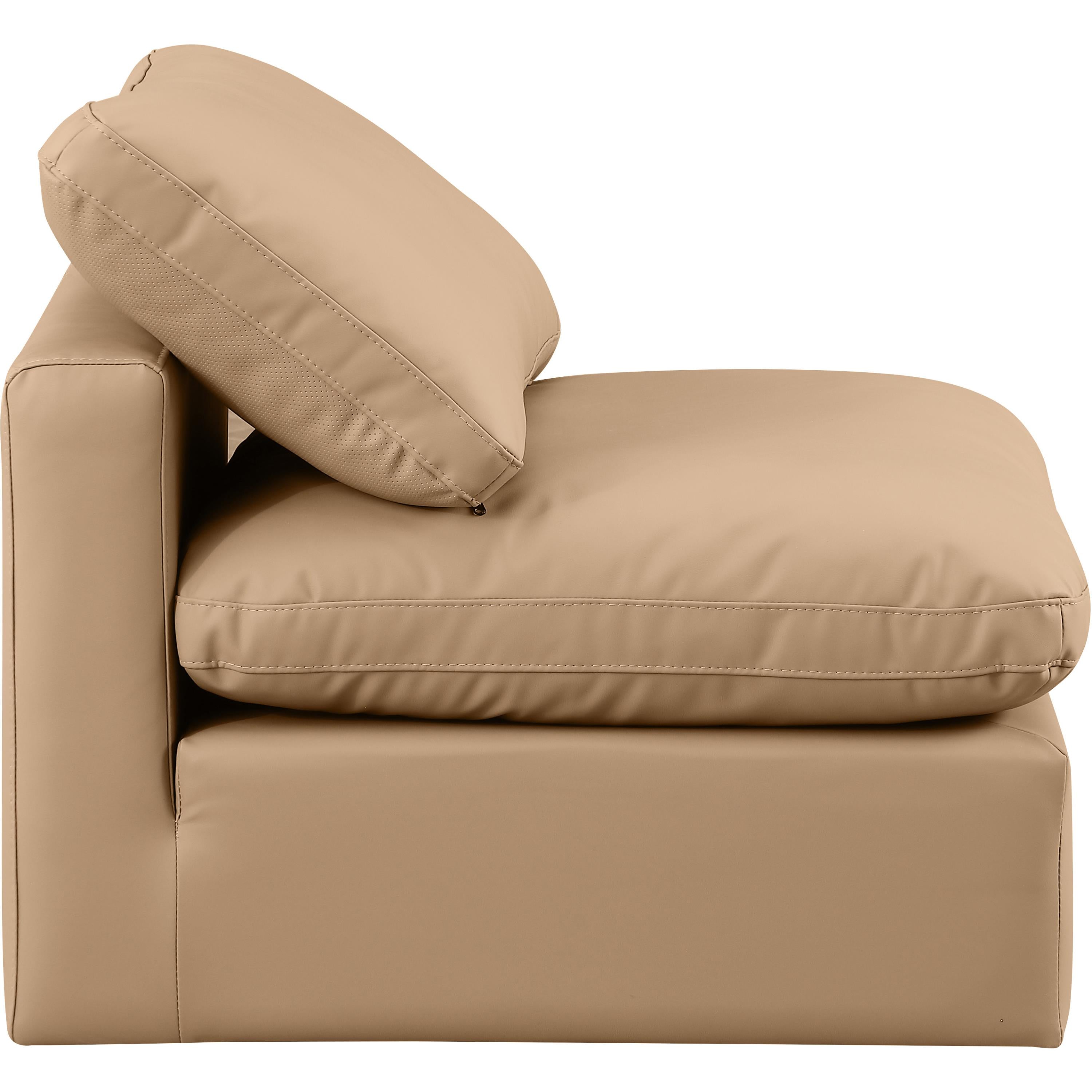Meridian Indulge Tan Vegan Leather Armless Chair