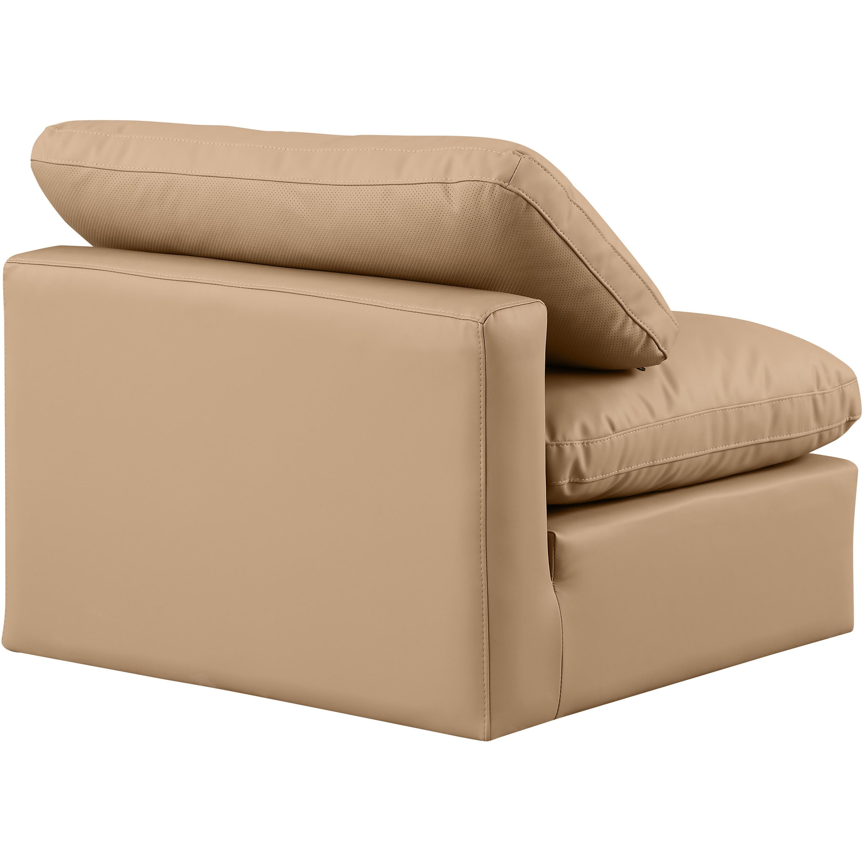 Meridian Indulge Tan Vegan Leather Armless Chair