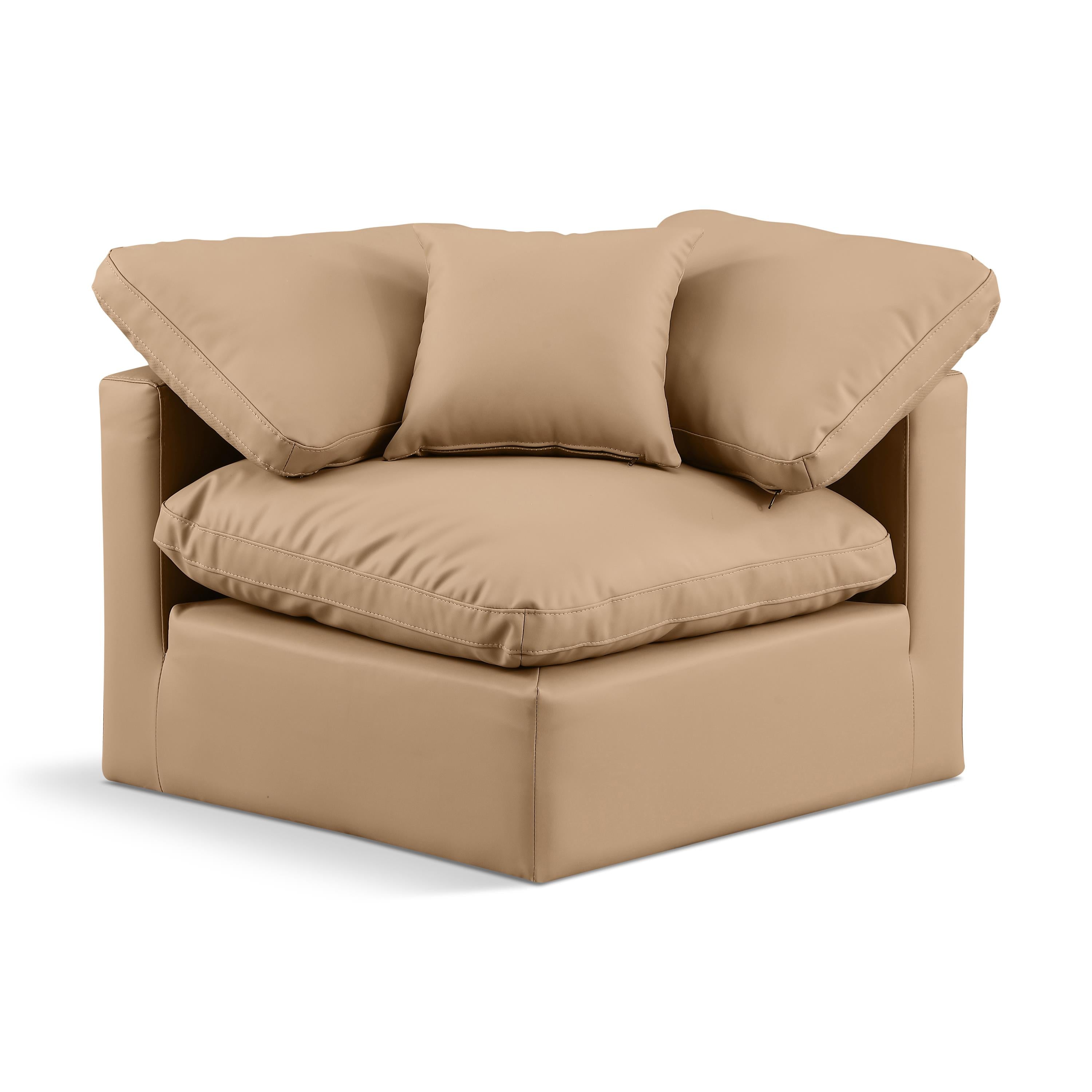 Meridian Indulge Tan Vegan Leather Corner Chair