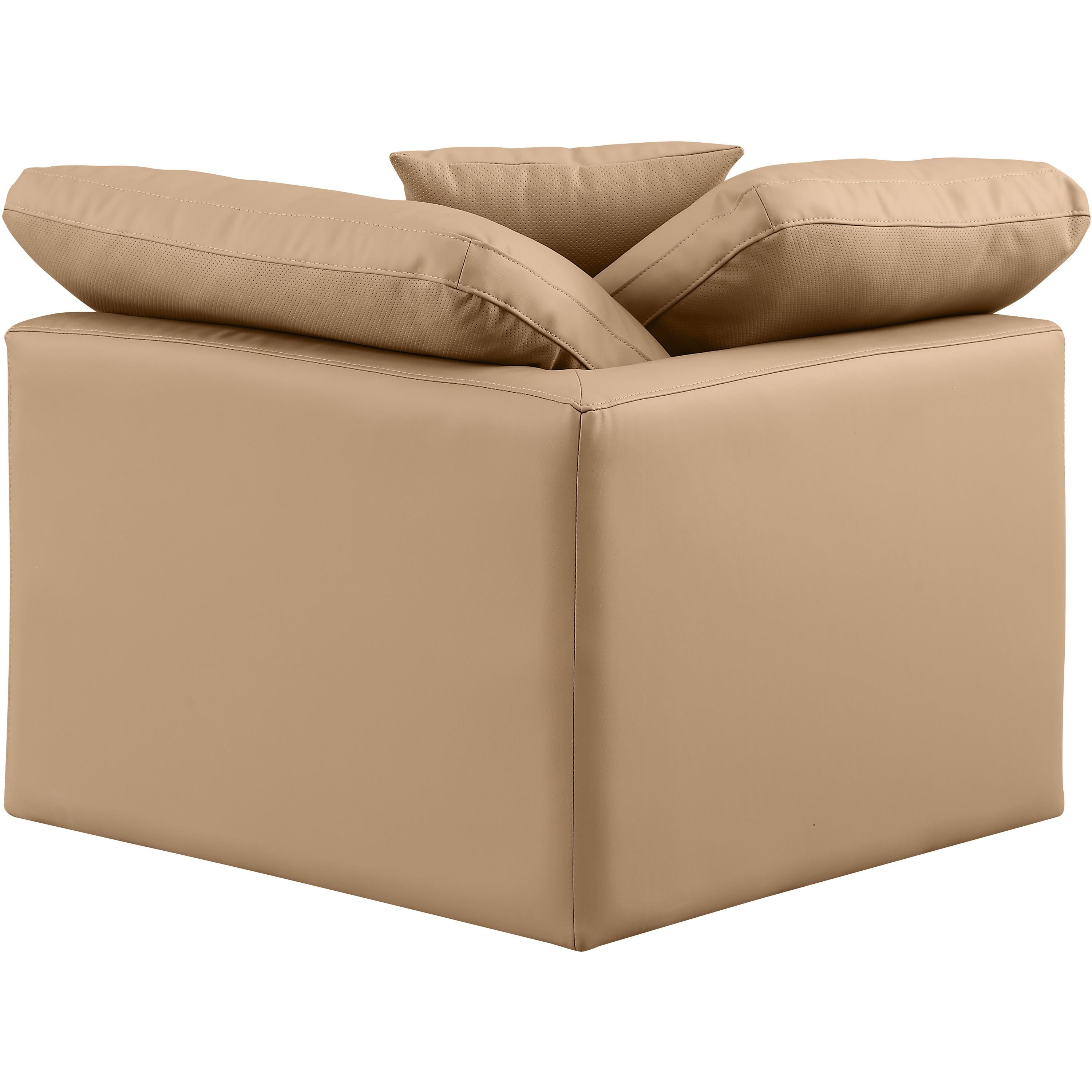 Meridian Indulge Tan Vegan Leather Corner Chair