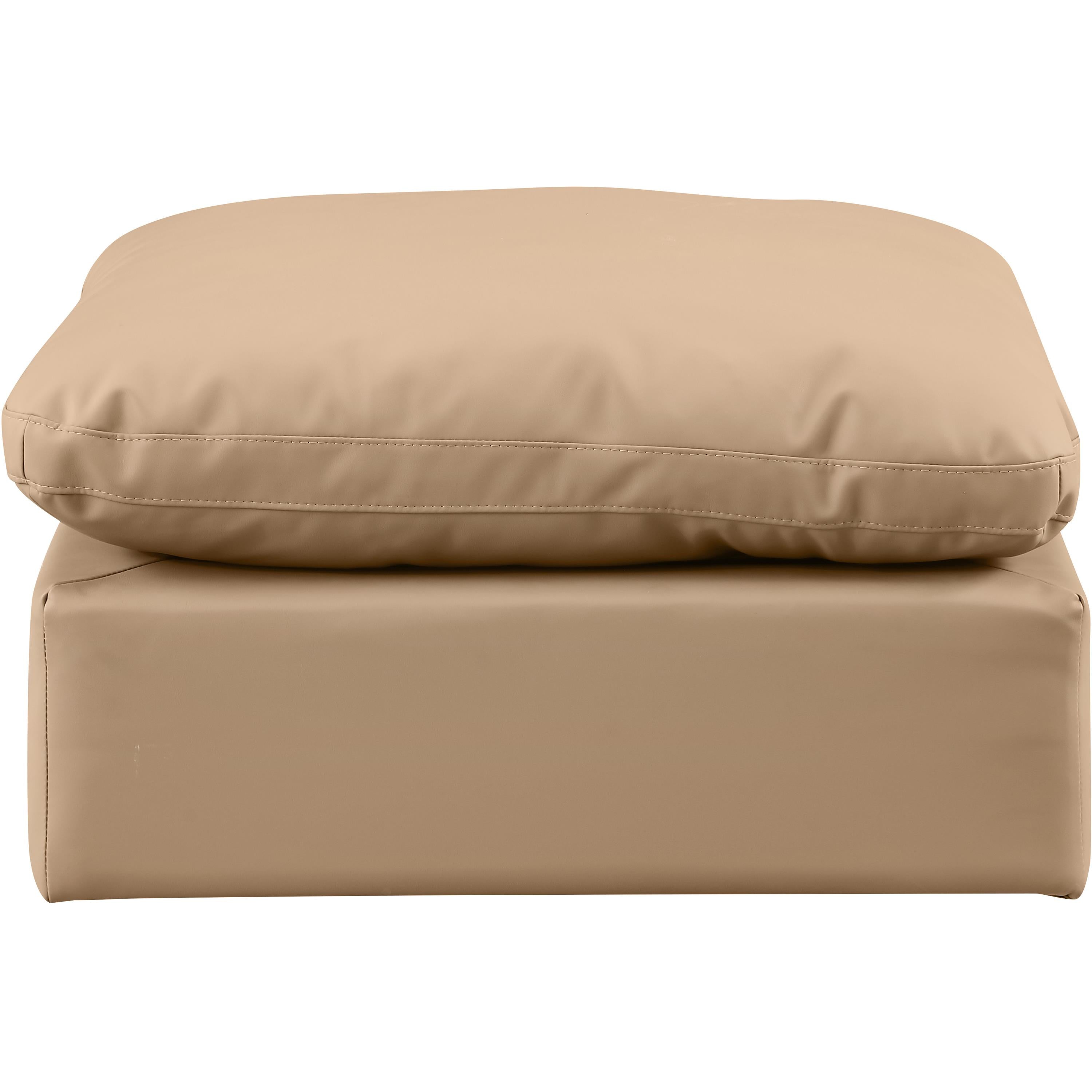 Meridian Indulge Tan Vegan Leather Ottoman