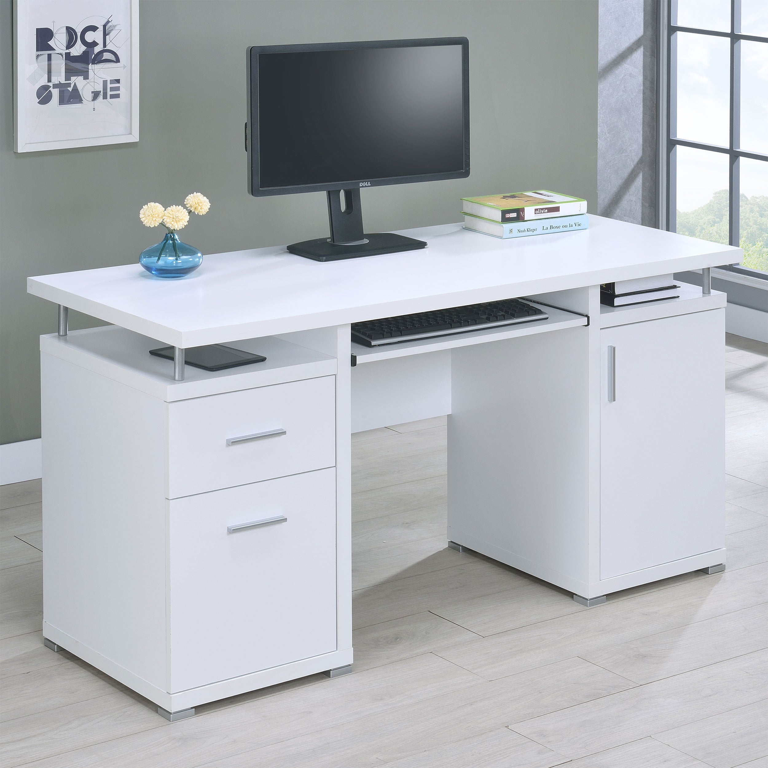 Tracy 55-inch 2-drawer Office Computer Desk Cappuccino