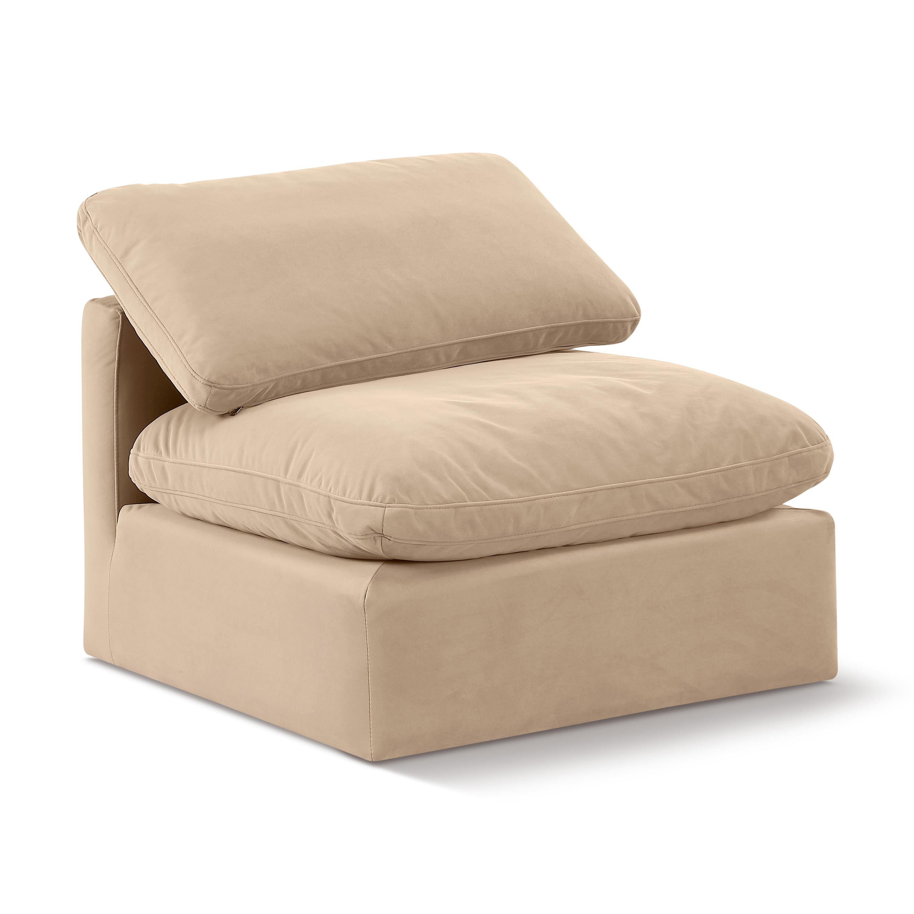 Meridian Indulge Beige Velvet Armless Chair