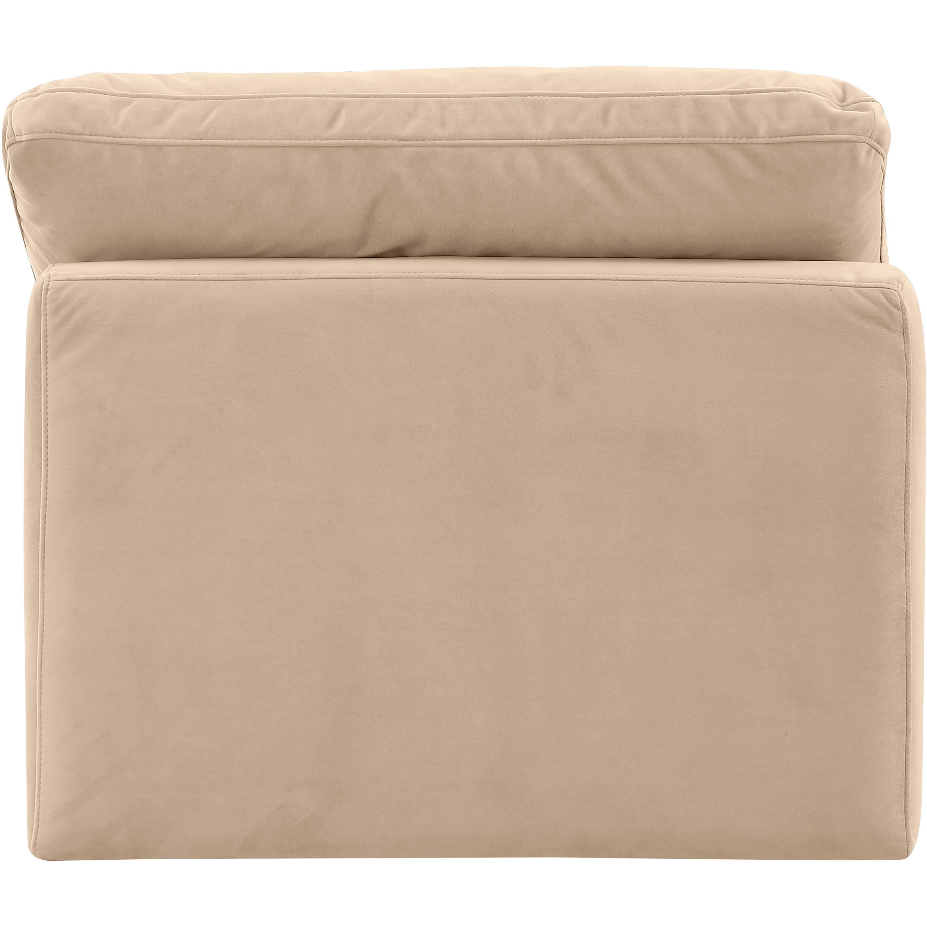 Meridian Indulge Beige Velvet Armless Chair