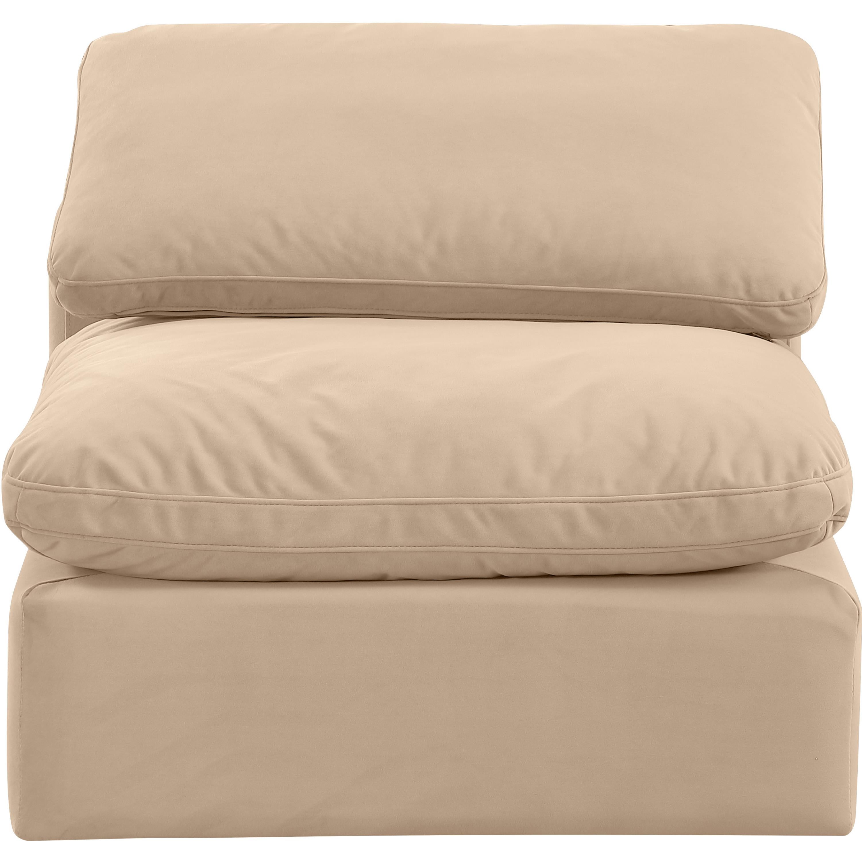Meridian Indulge Beige Velvet Armless Chair