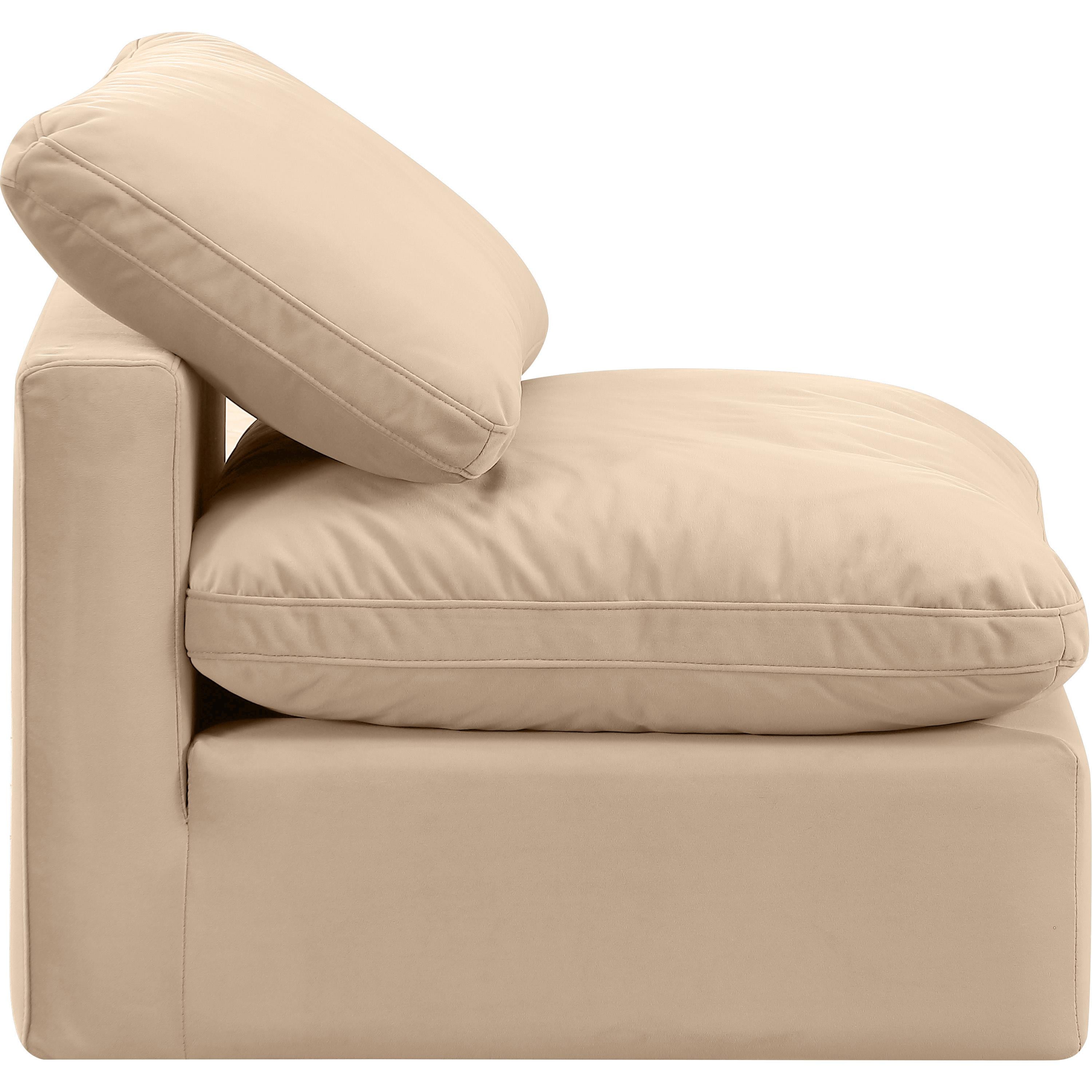 Meridian Indulge Beige Velvet Armless Chair