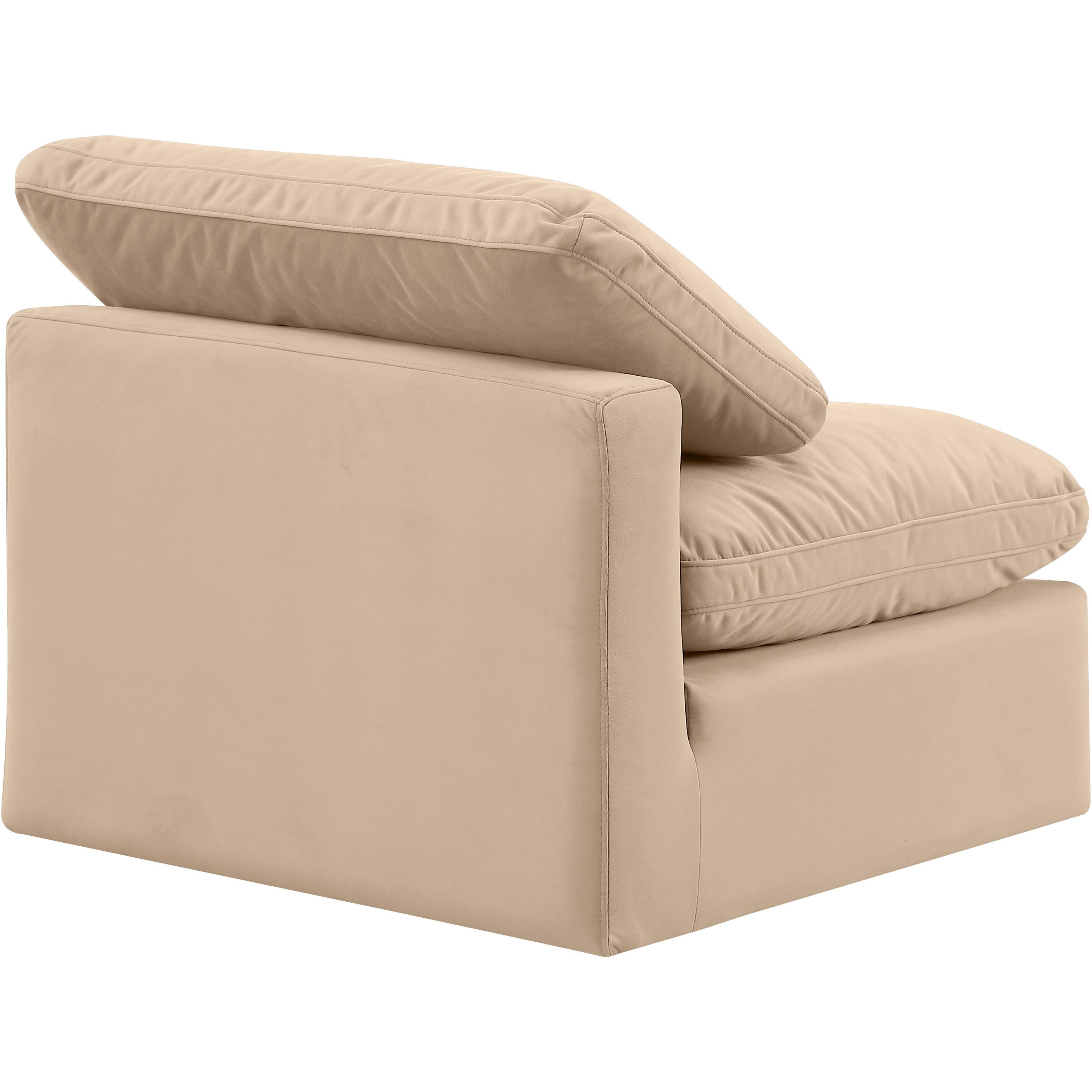 Meridian Indulge Beige Velvet Armless Chair