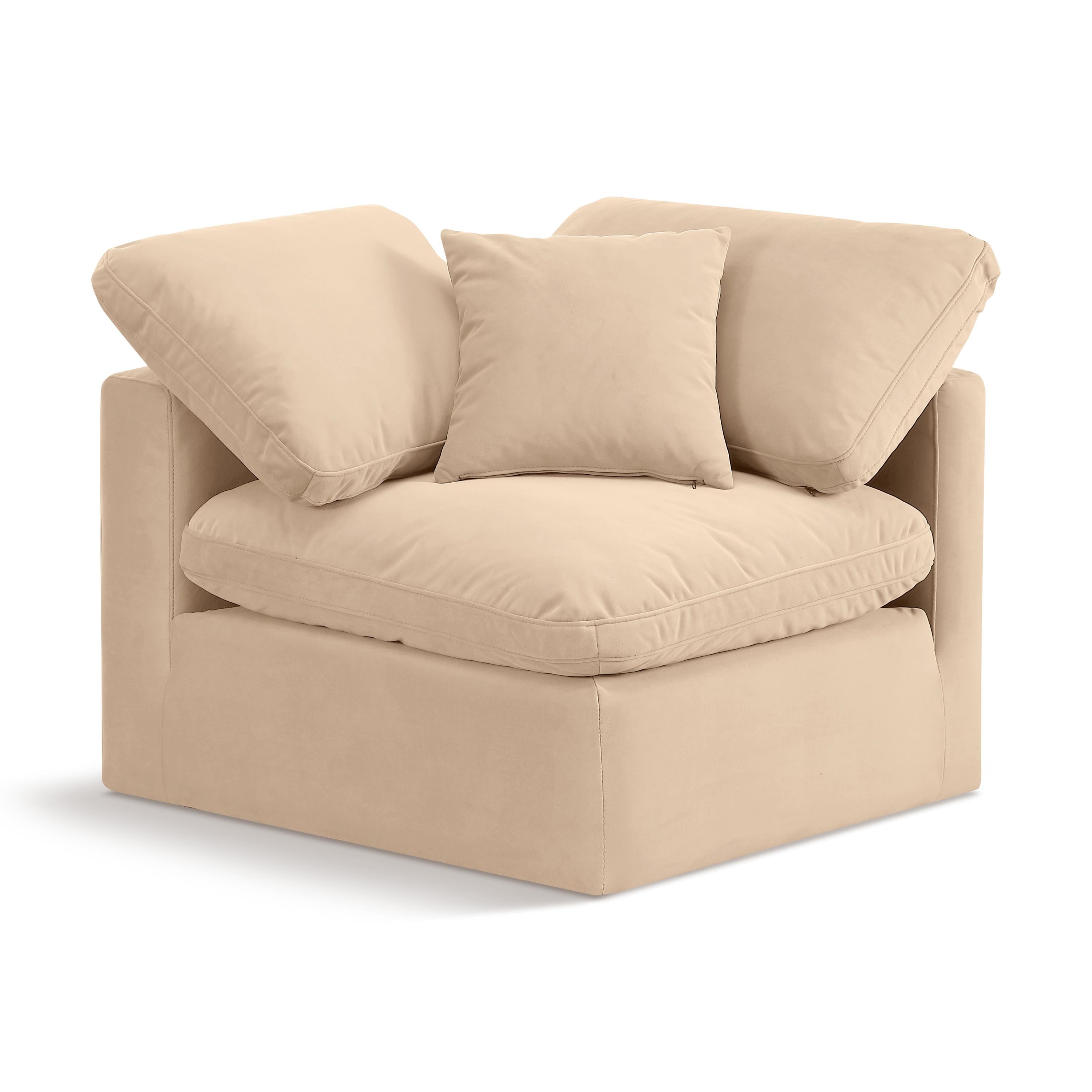 Meridian Indulge Beige Velvet Corner Chair
