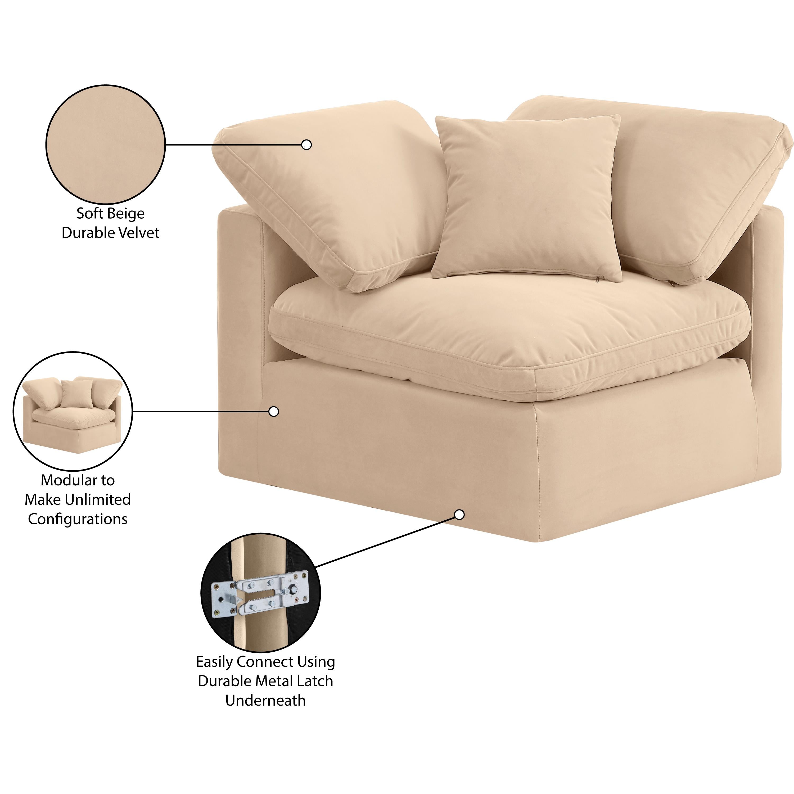 Meridian Indulge Beige Velvet Corner Chair