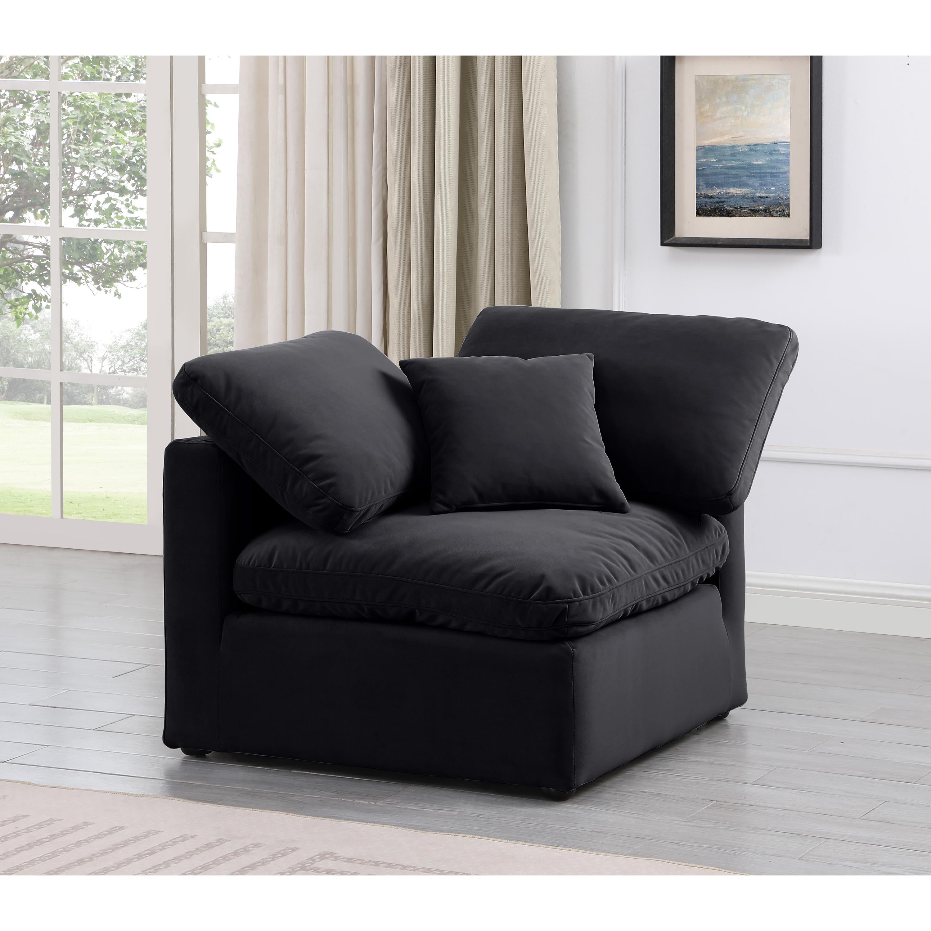 Meridian Indulge Black Velvet Corner Chair