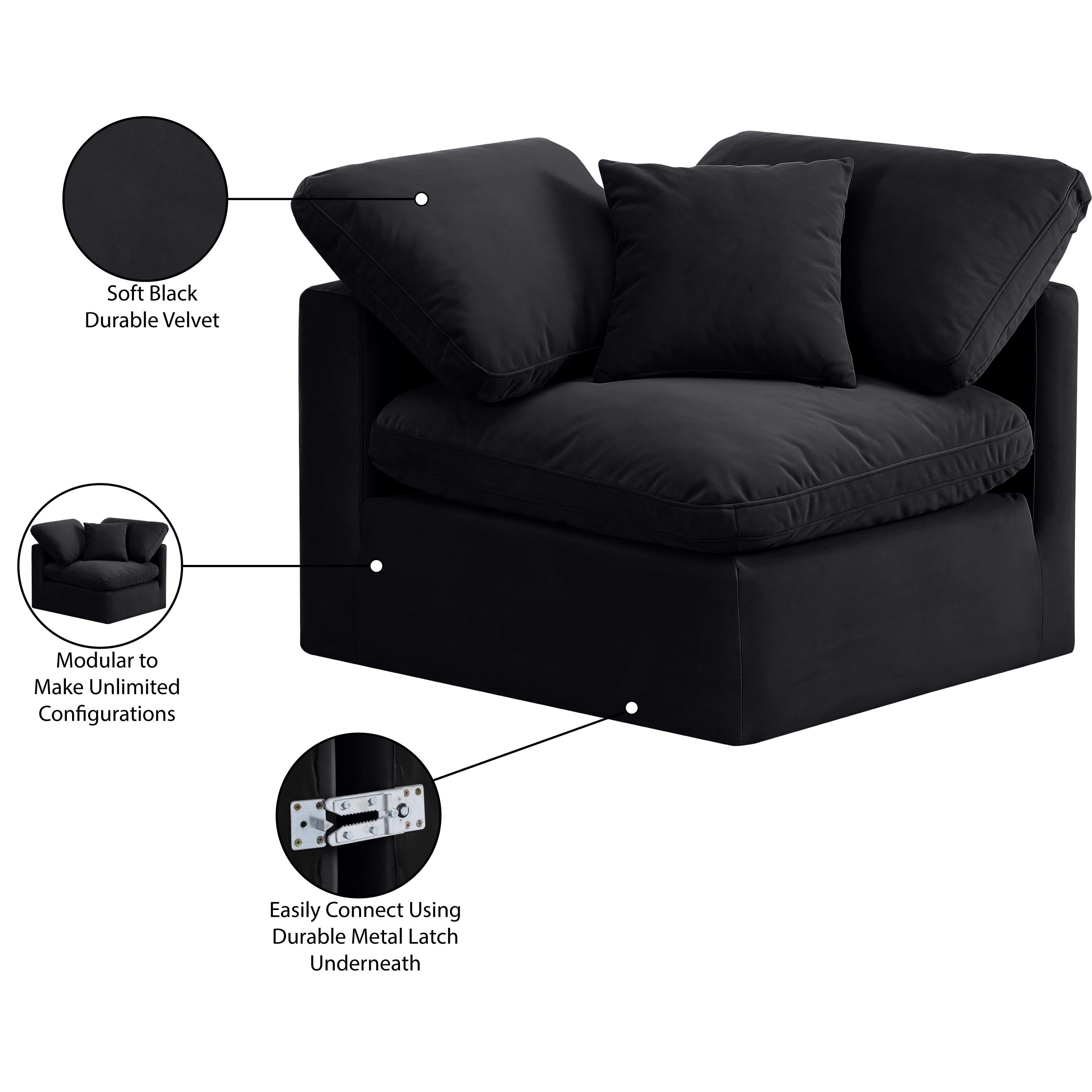 Meridian Indulge Black Velvet Corner Chair