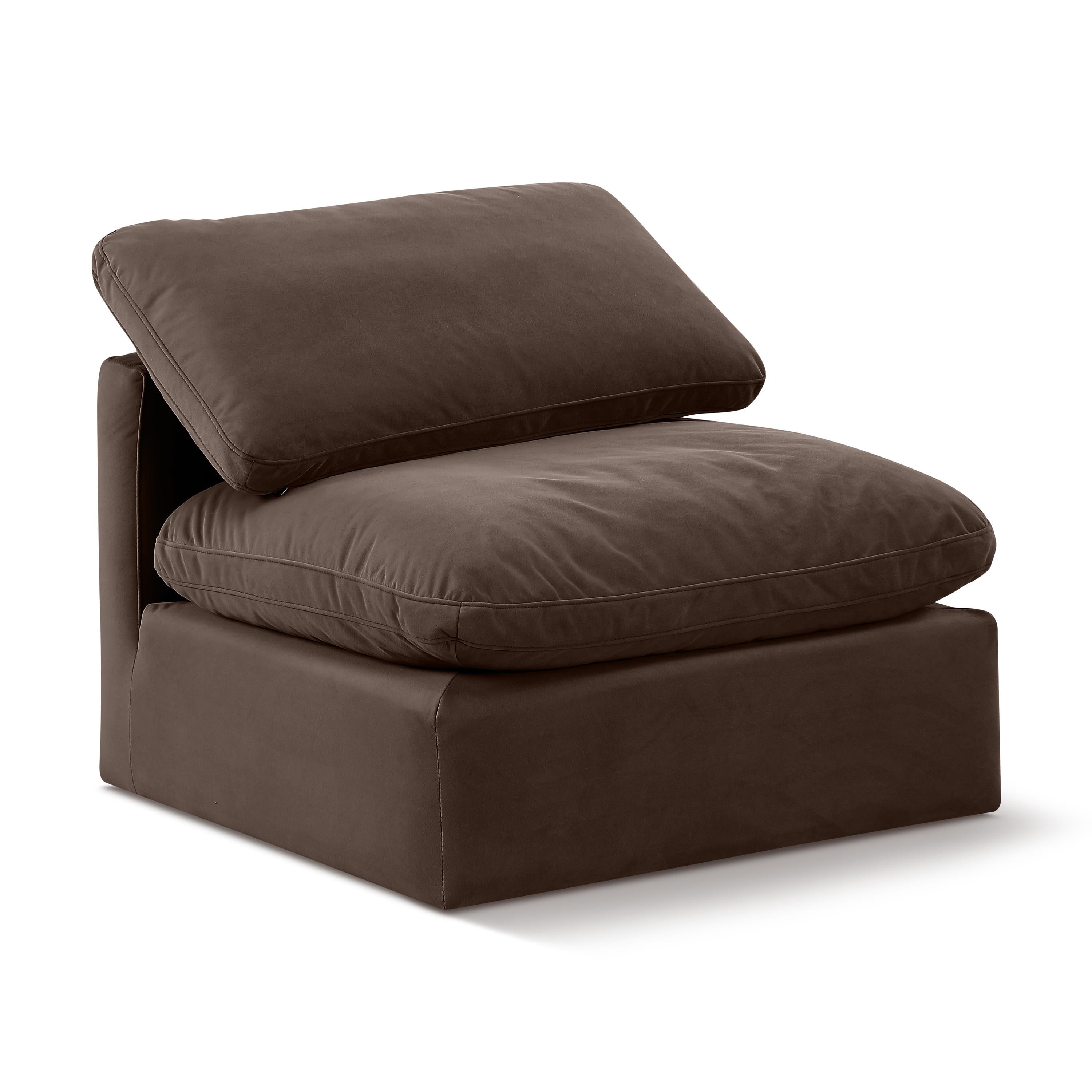 Meridian Indulge Brown Velvet Armless Chair