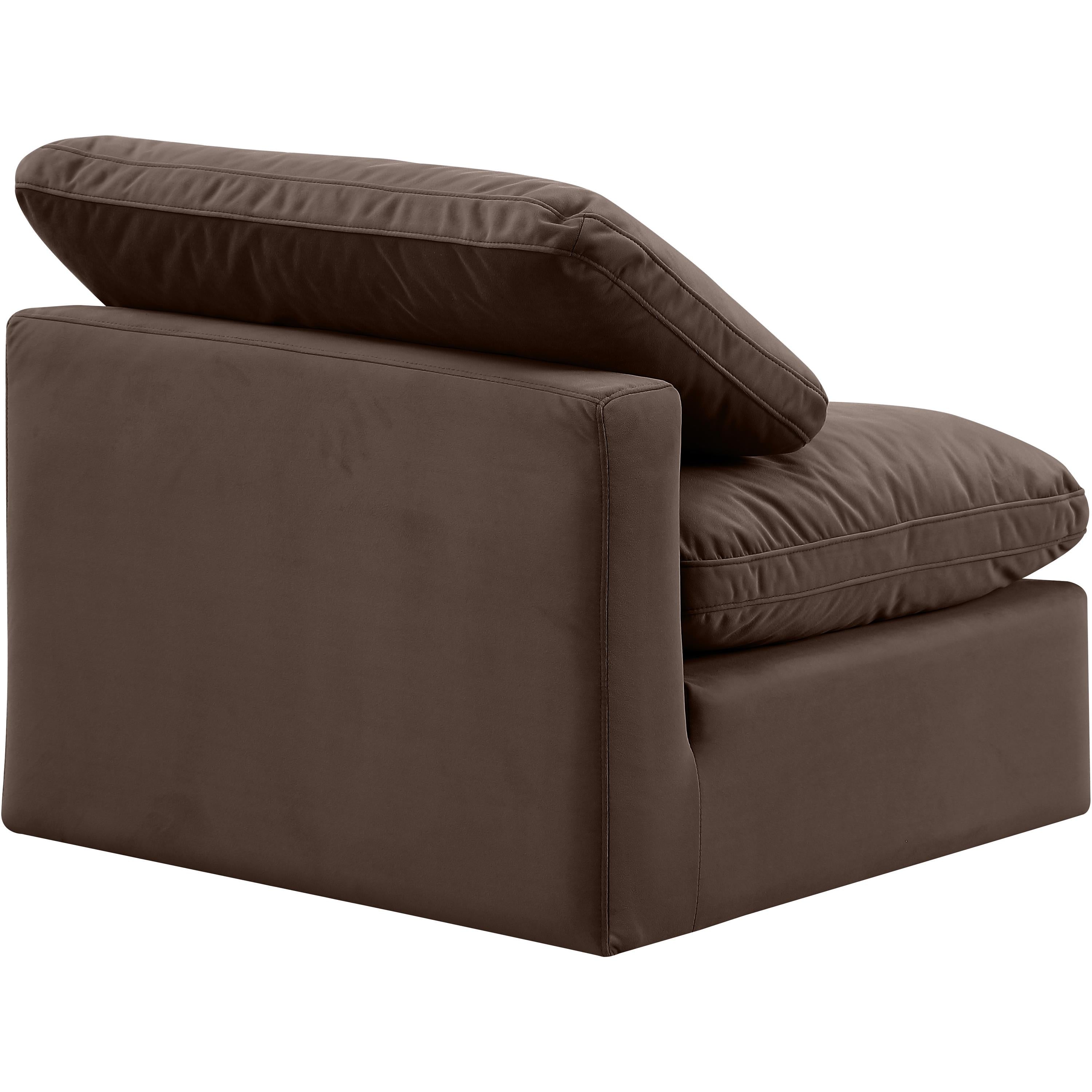 Meridian Indulge Brown Velvet Armless Chair