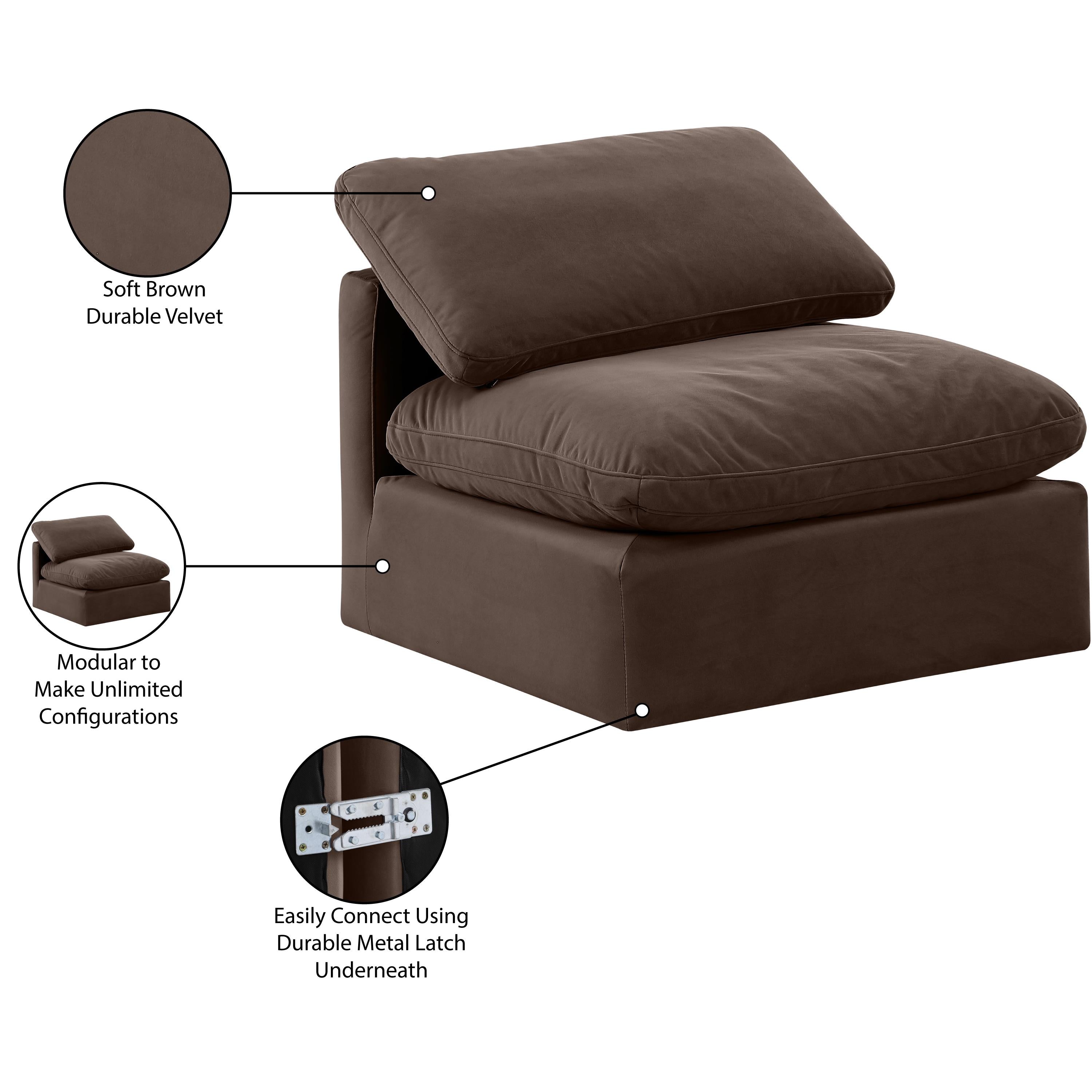 Meridian Indulge Brown Velvet Armless Chair